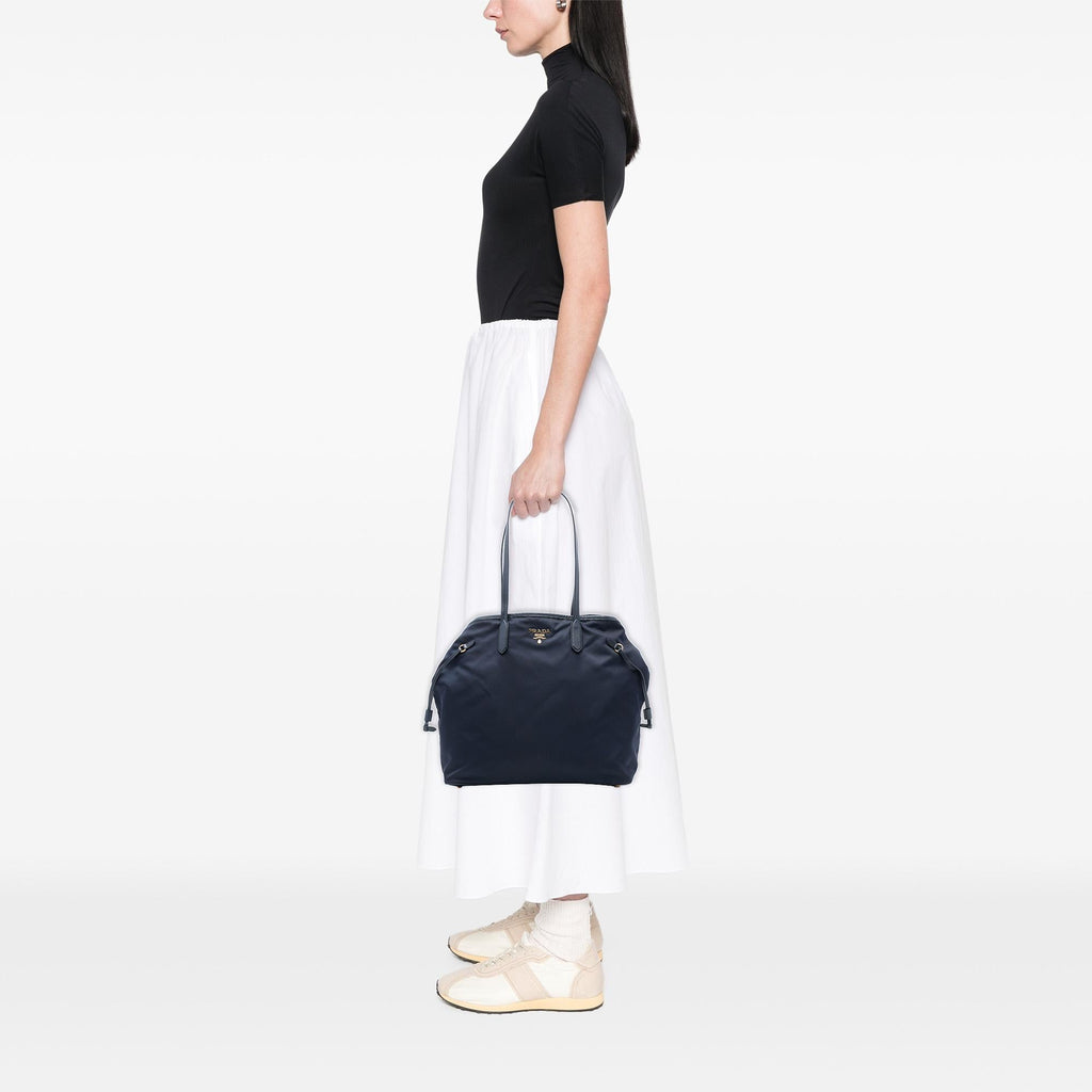 Prada Saffiano Trimmed Tessuto Open Convertible Tote