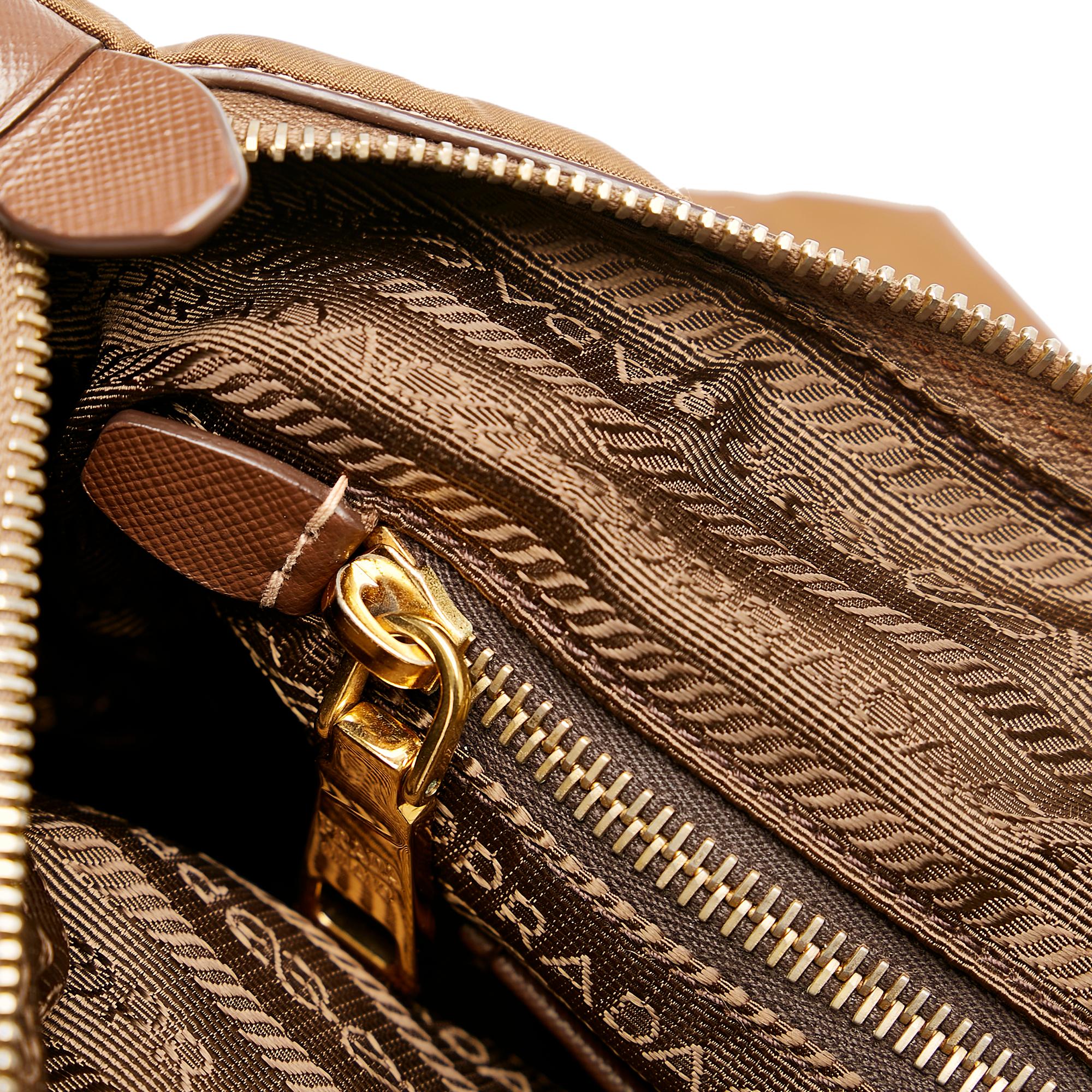 Prada Saffiano-Trimmed Tessuto Tote (SHG-37099)
