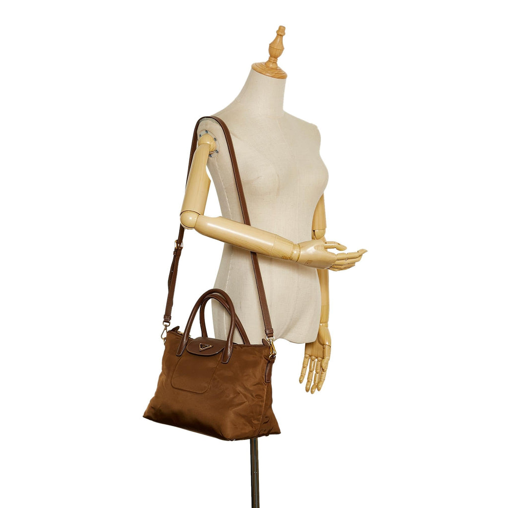 Prada Saffiano-Trimmed Tessuto Tote (SHG-37099)