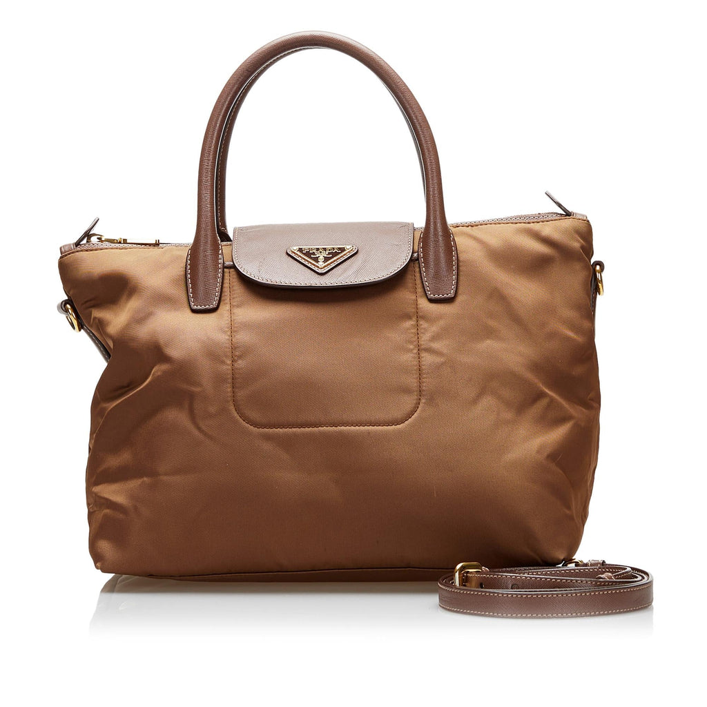 Prada Saffiano-Trimmed Tessuto Tote (SHG-37099)