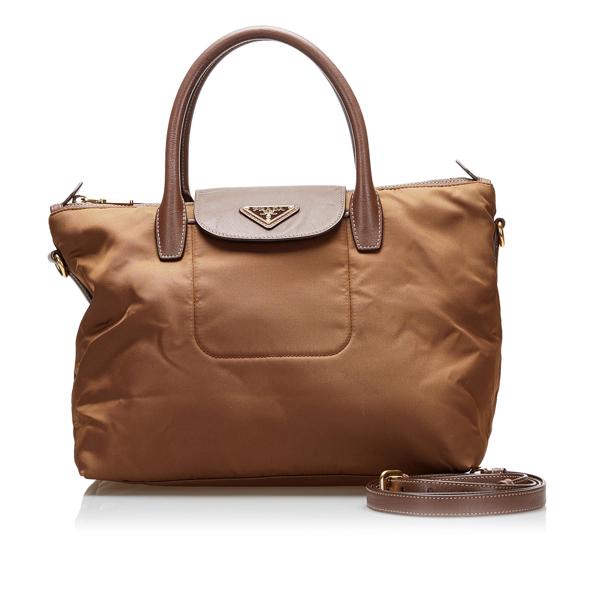 Prada Saffiano-Trimmed Tessuto Tote (SHG-37099)