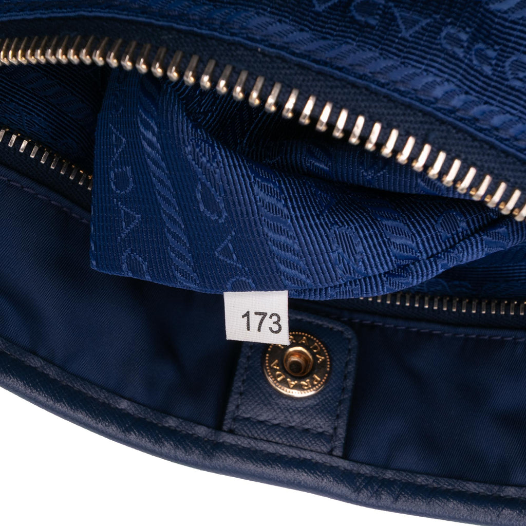 Prada Saffiano Trimmed Tessuto Tote