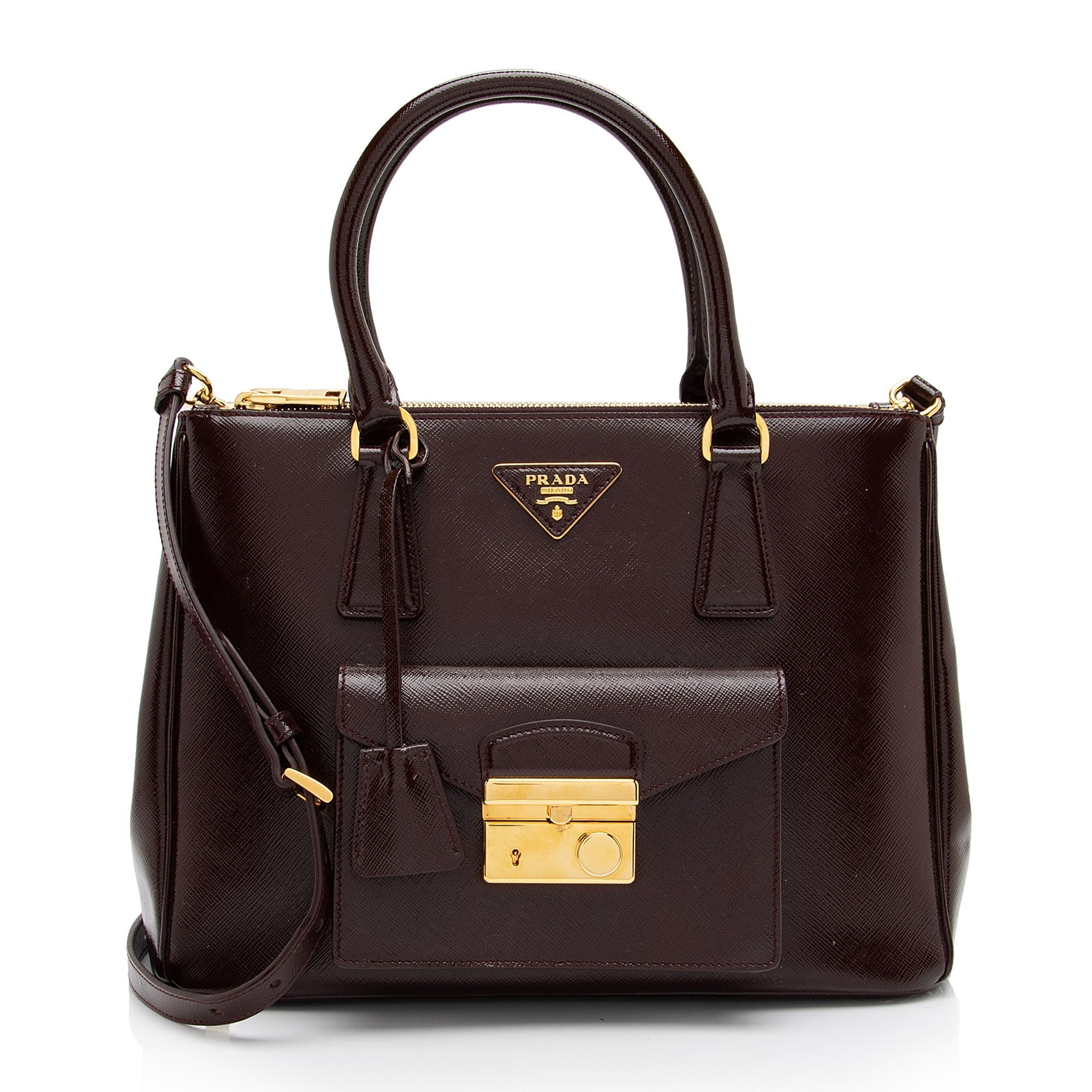 Prada Saffiano Vernice Pocket Tote (SHF-o81NNV)