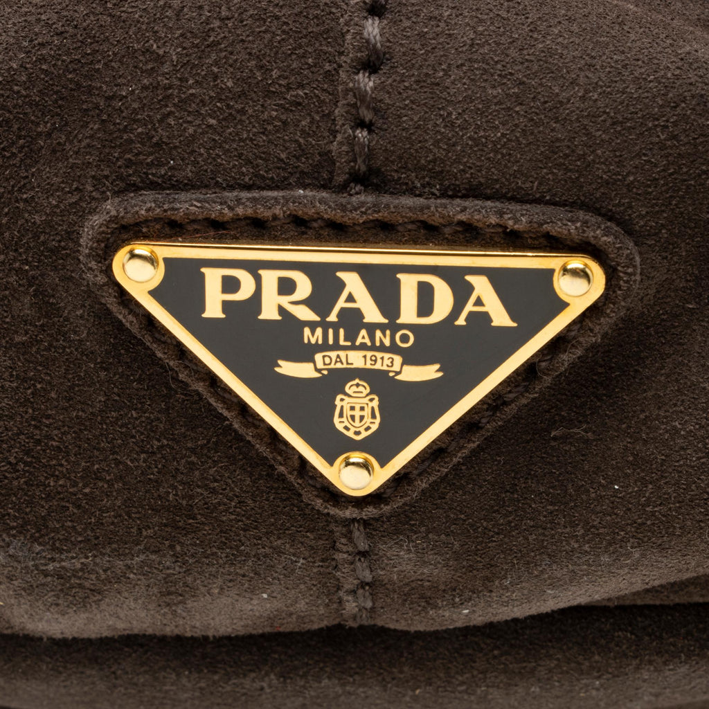 Prada Scamosciato Suede Logo Shopping Tote (SHF-23735)