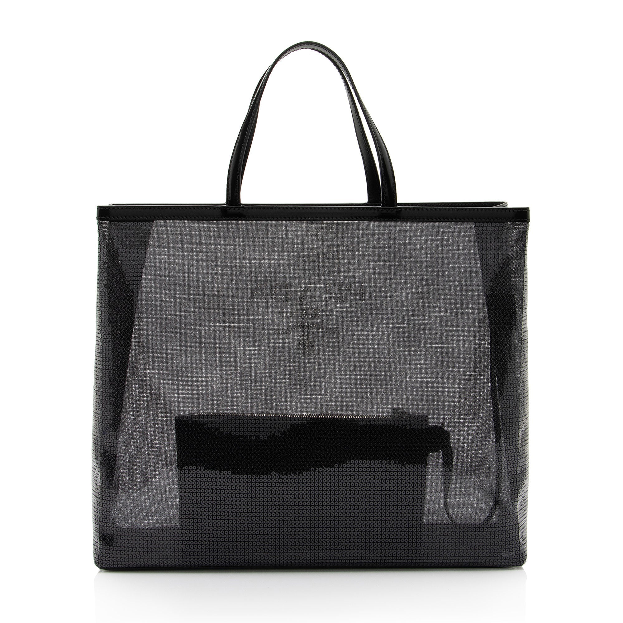 Prada Sequin Mesh Logo Large Tote
