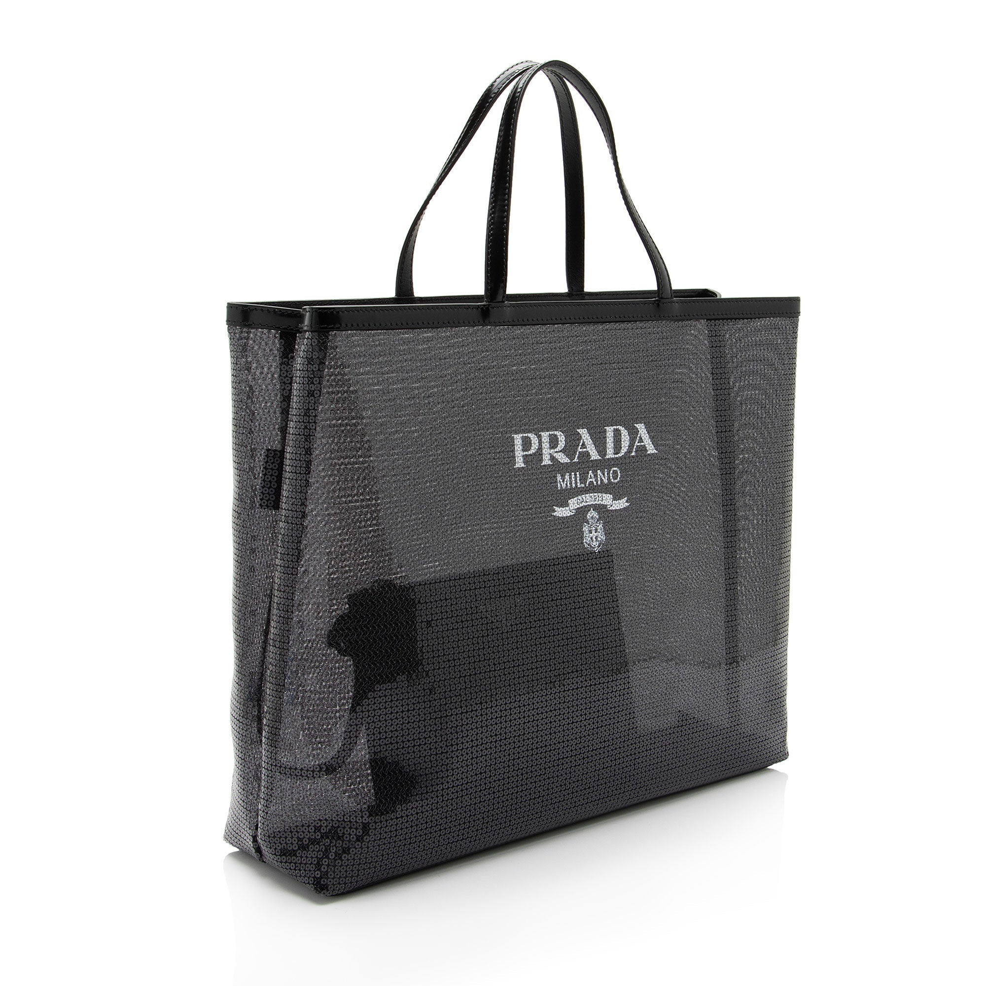 Prada Sequin Mesh Logo Large Tote