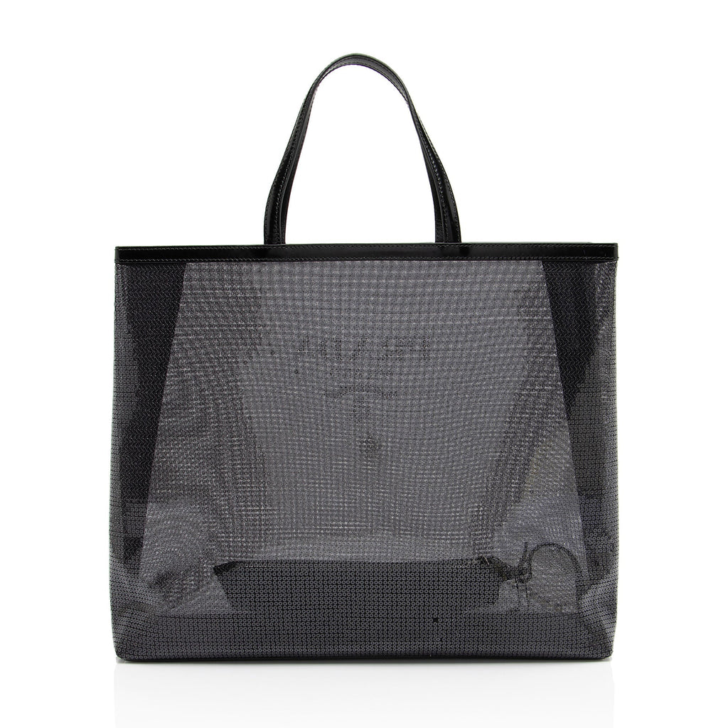 Prada Sequin Mesh Logo Large Tote