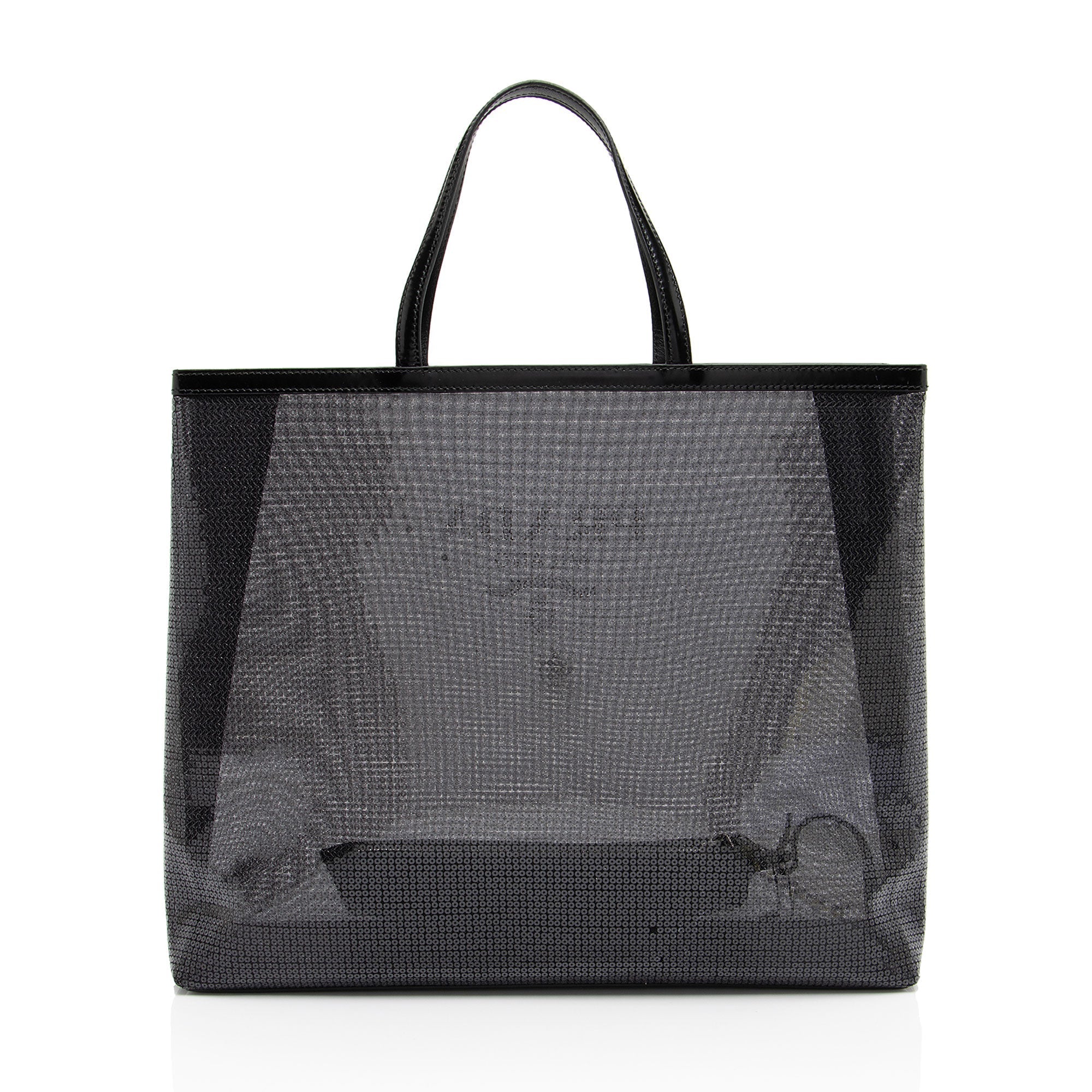 Prada Sequin Mesh Logo Large Tote