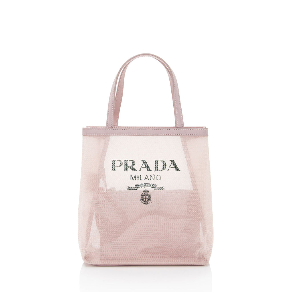 Prada Sequin Mesh Logo Small Tote