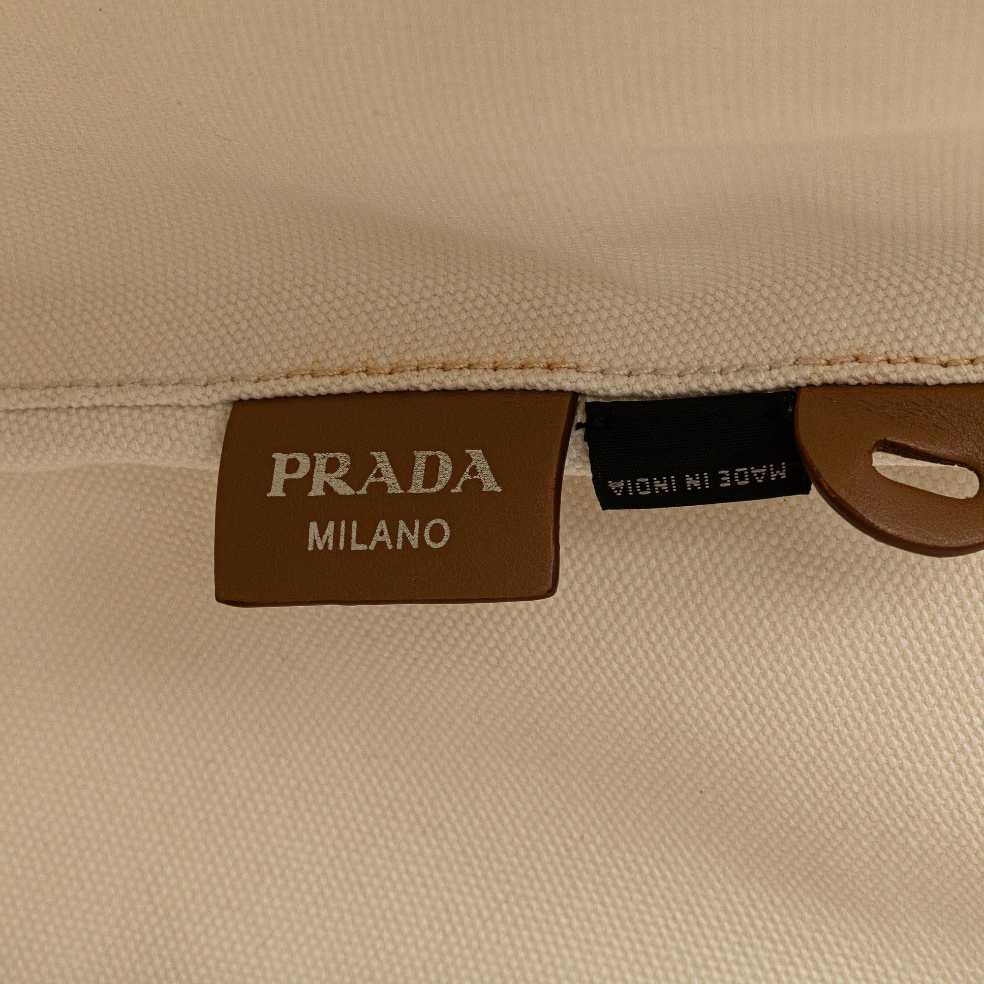 Prada Small Canvas Canapa Shopping Tote