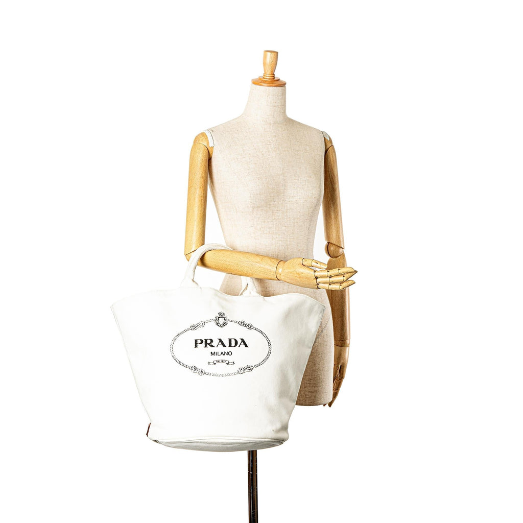 Prada Small Canvas Canapa Shopping Tote