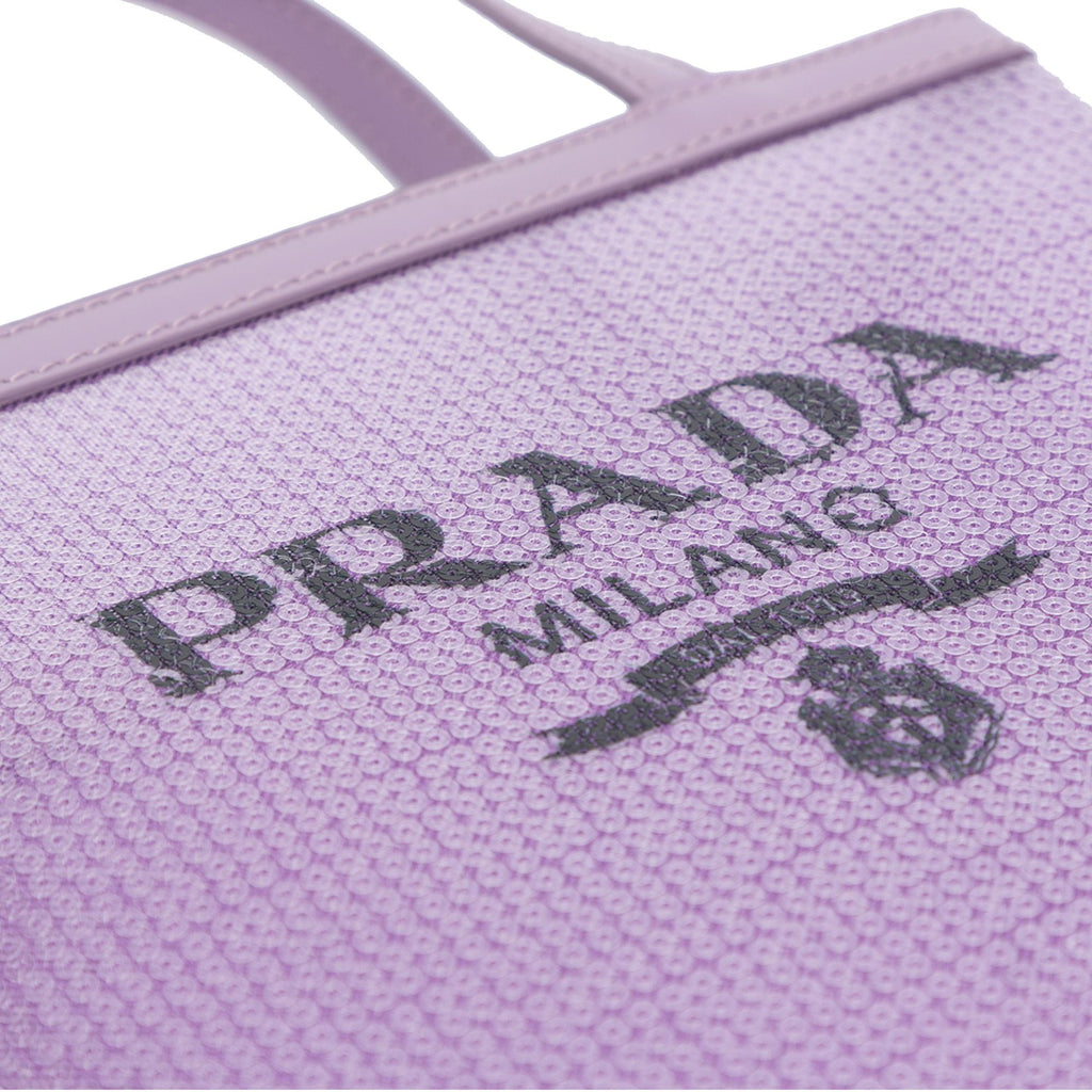 Prada Small Sequined Mesh Logo Tote