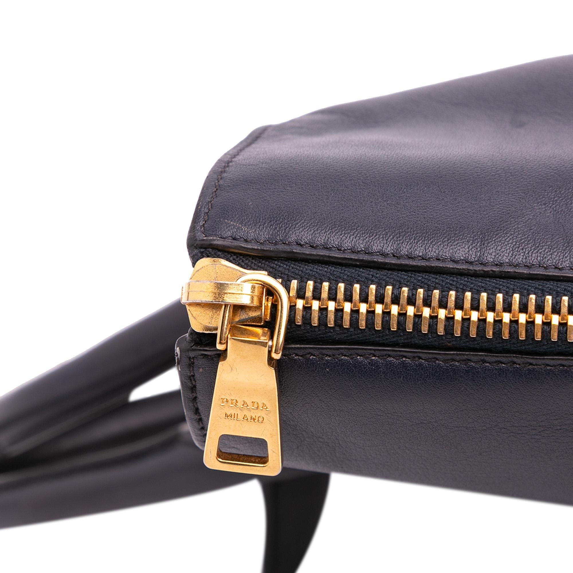 Prada Soft Calf Side Zip Convertible Tote