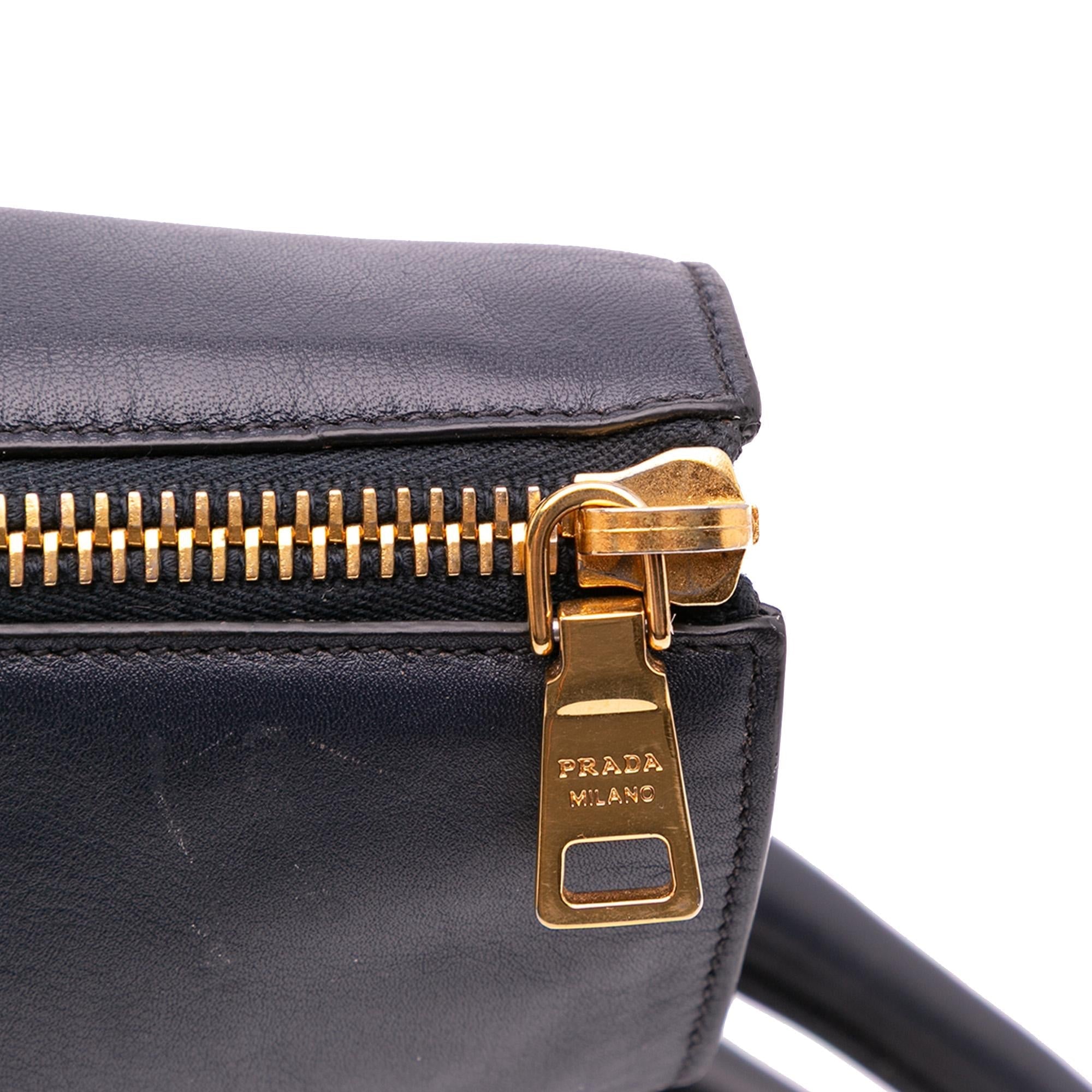 Prada Soft Calf Side Zip Convertible Tote