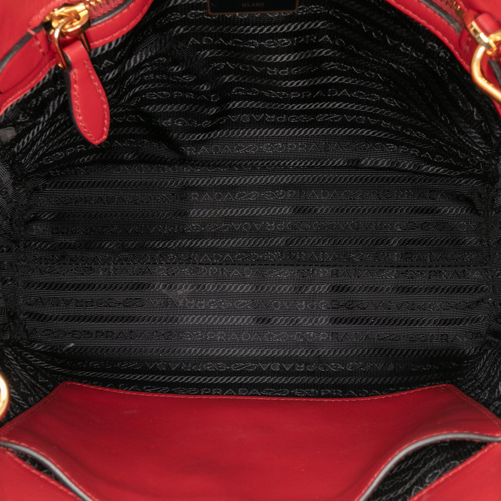 Prada Soft Calf Trimmed Saffiano Lux Open Convertible Tote