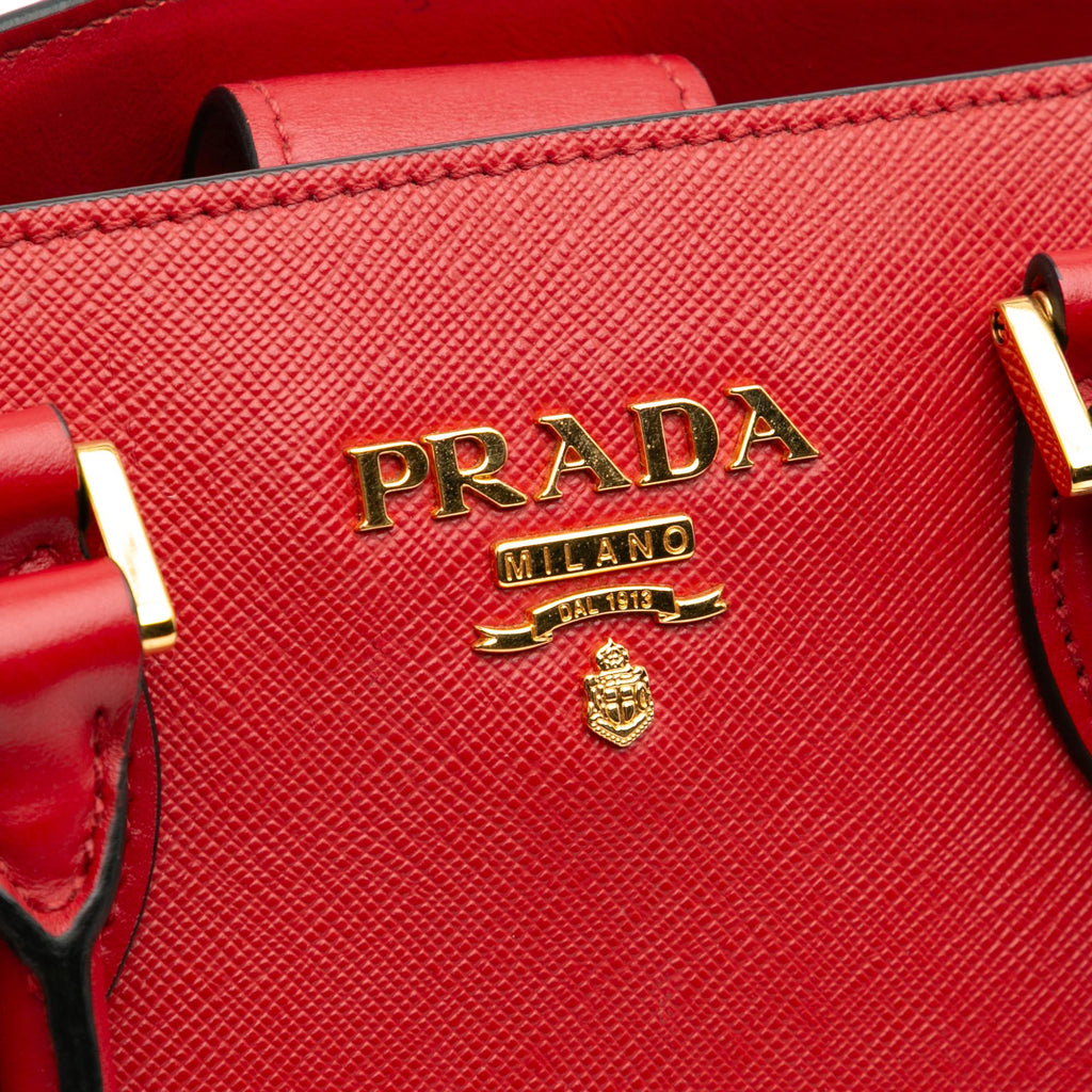 Prada Soft Calf Trimmed Saffiano Lux Open Convertible Tote