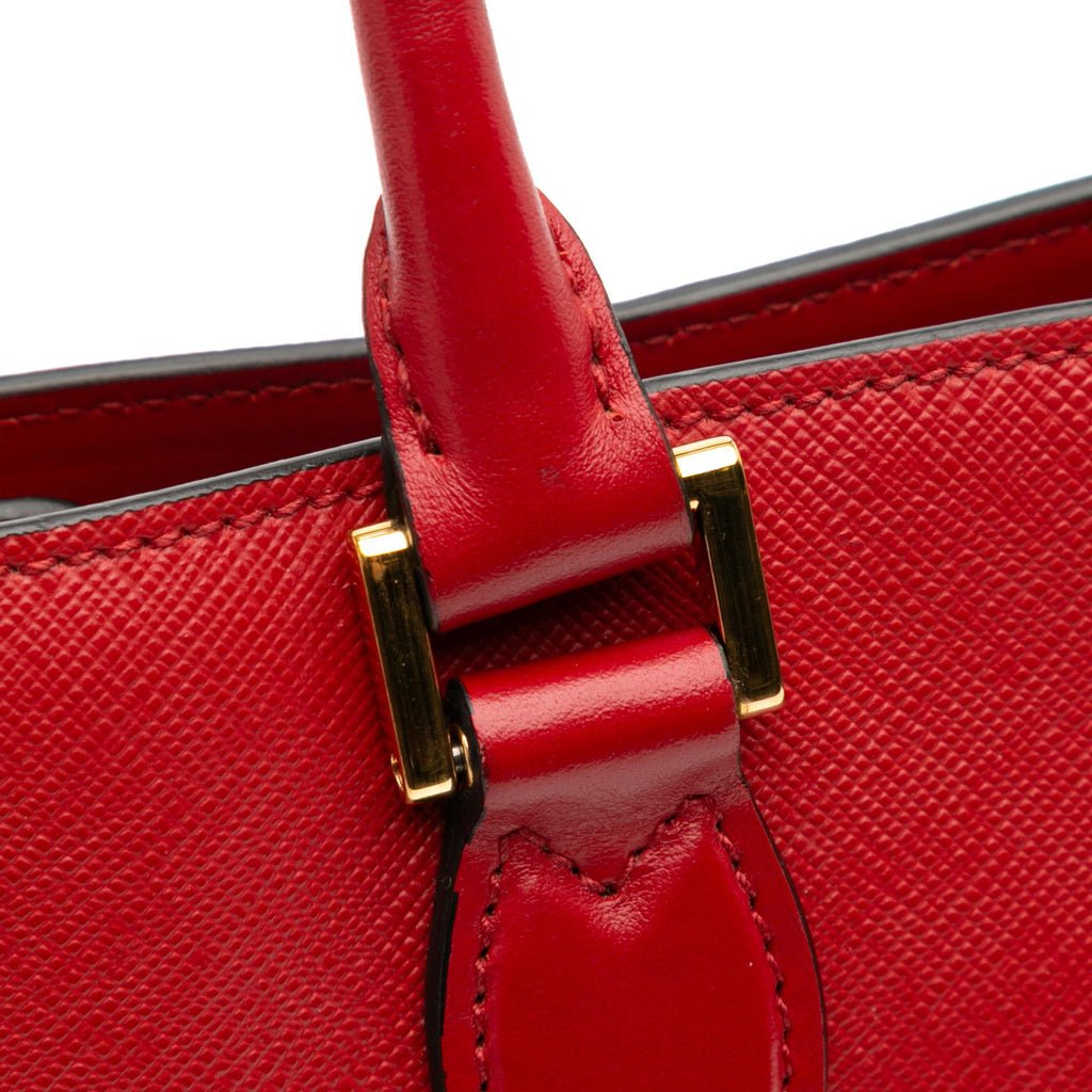 Prada Soft Calf Trimmed Saffiano Lux Open Convertible Tote