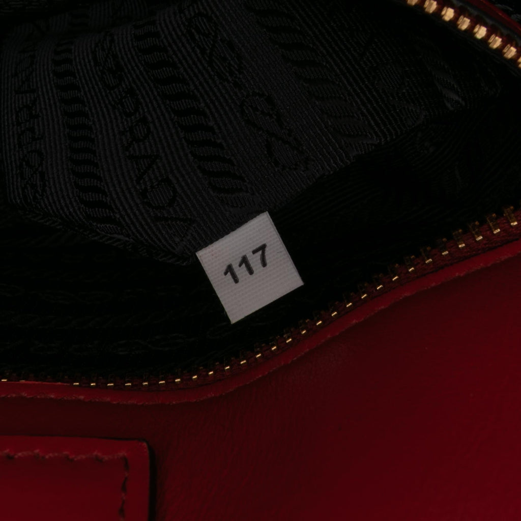 Prada Soft Calf Trimmed Saffiano Lux Open Convertible Tote