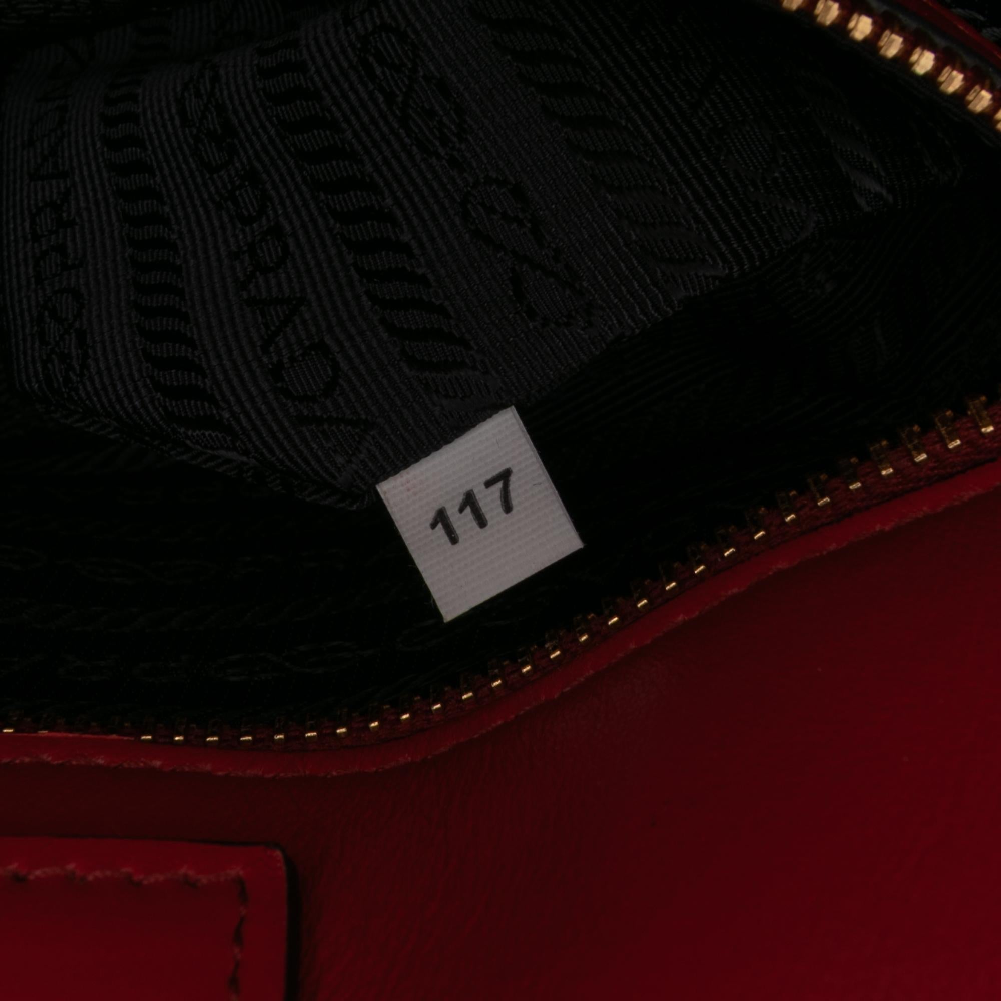 Prada Soft Calf Trimmed Saffiano Lux Open Convertible Tote