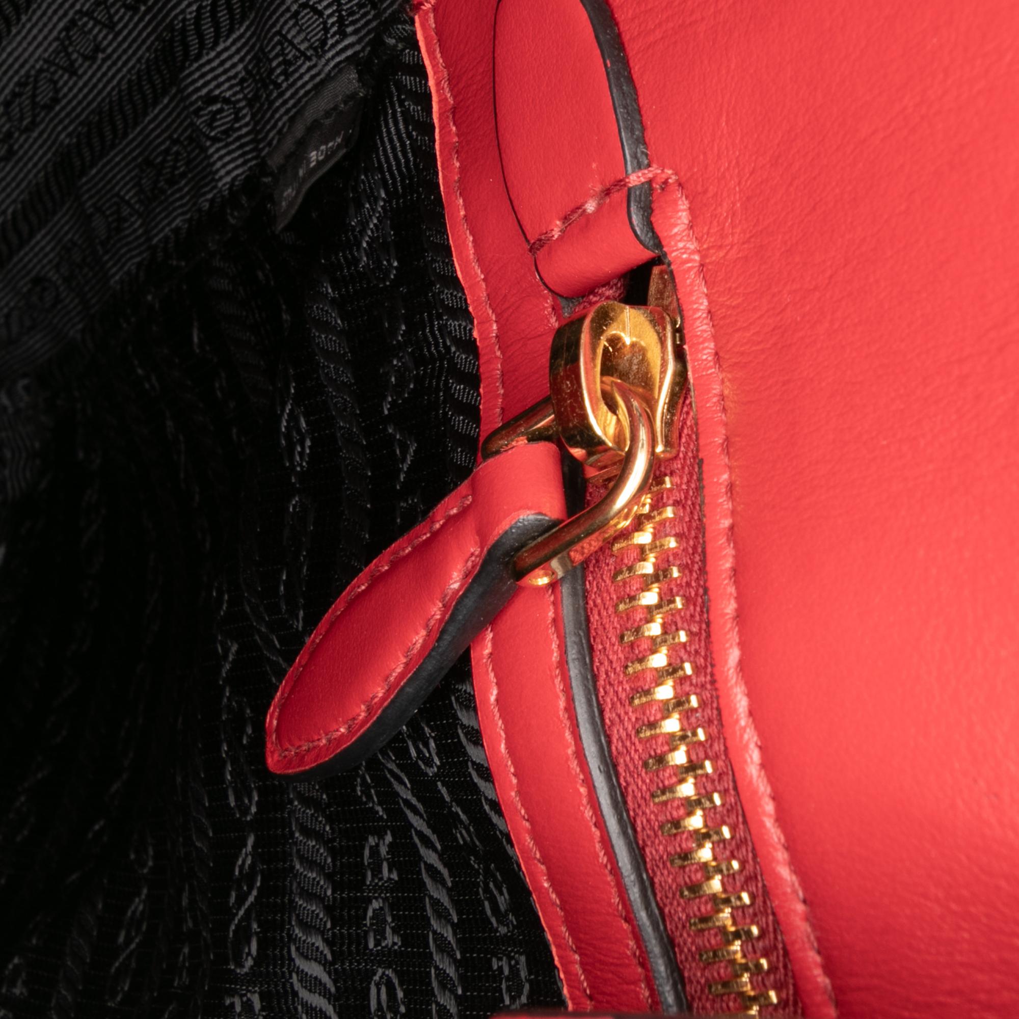 Prada Soft Calf Trimmed Saffiano Lux Open Convertible Tote