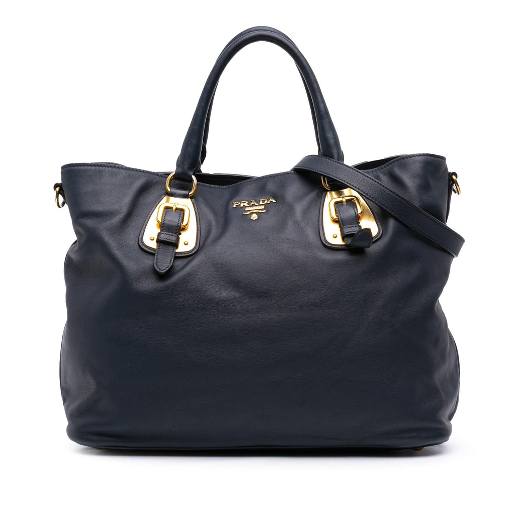 Prada Soft Calfskin Open Convertible Shopping Tote