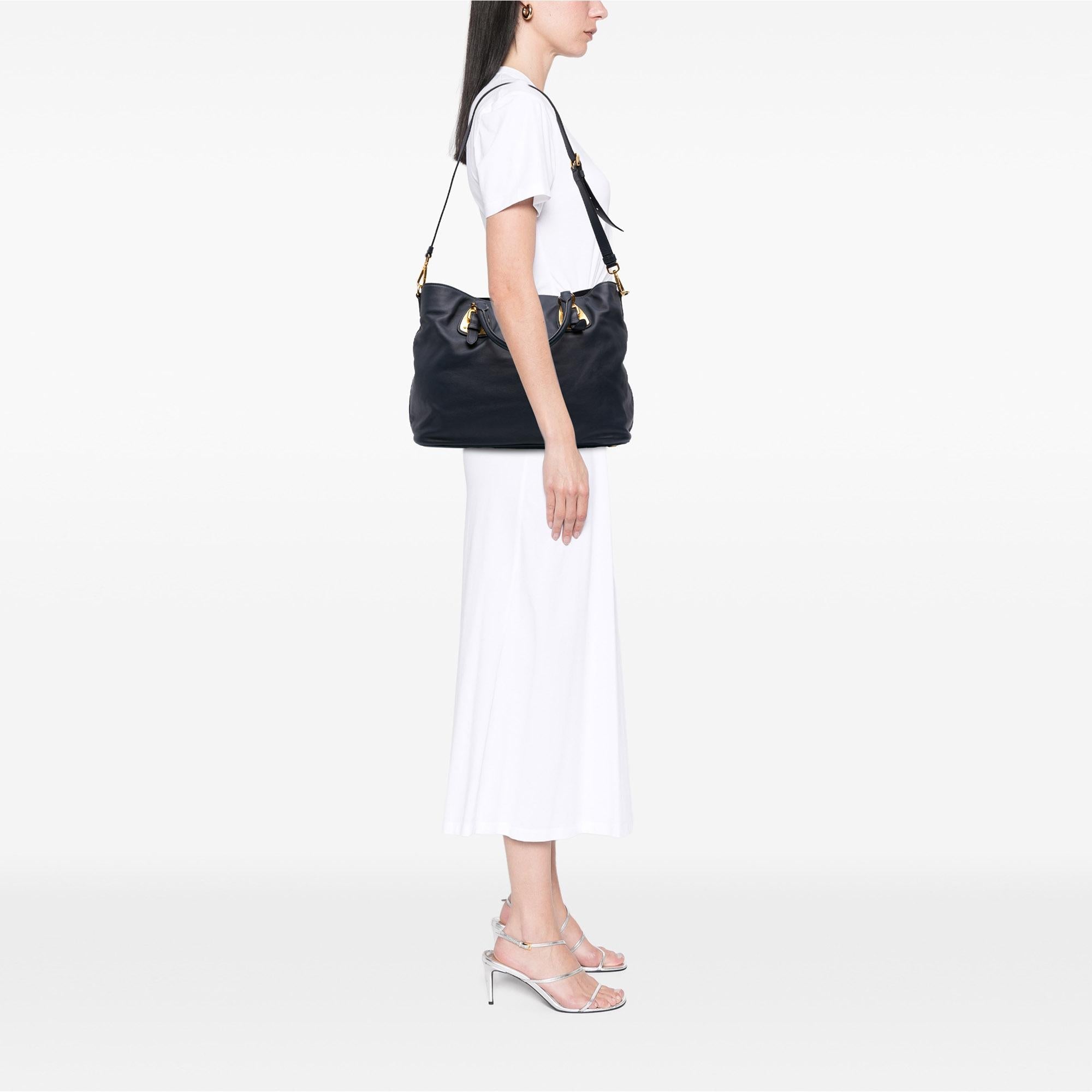 Prada Soft Calfskin Open Convertible Shopping Tote