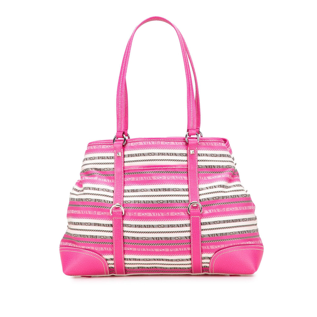 Prada Striped Jacquard Tote