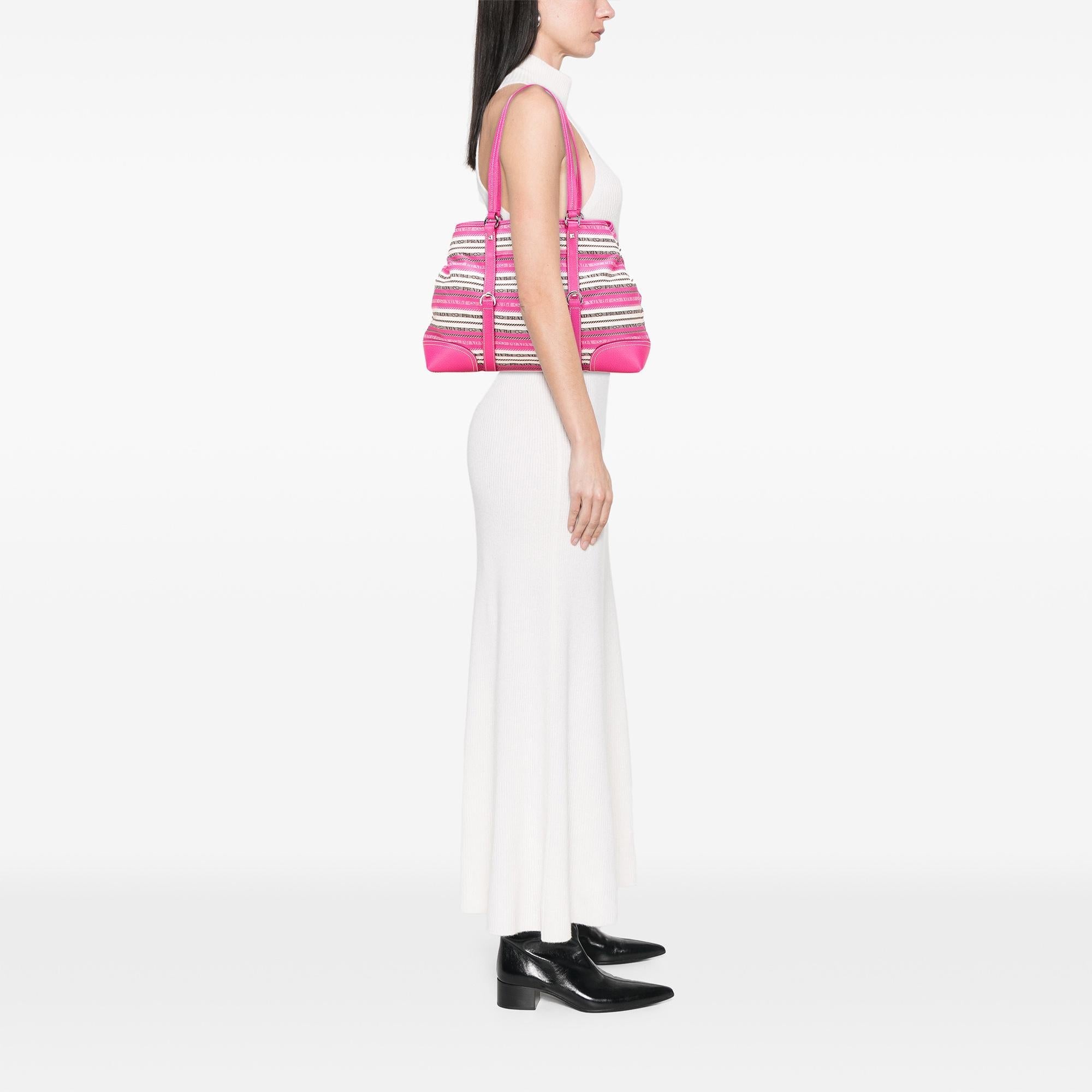 Prada Striped Jacquard Tote