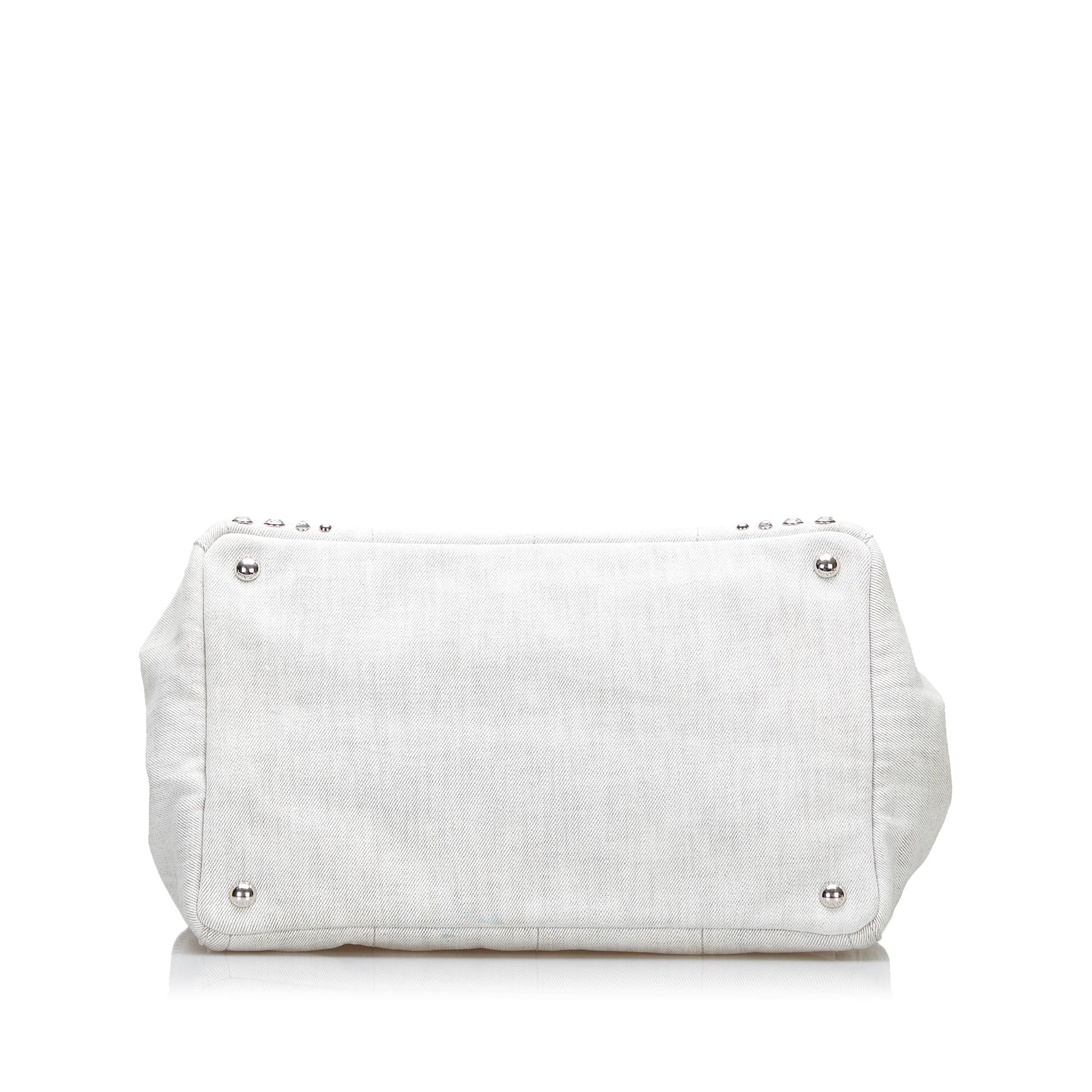 Prada Studded Canapa Tote (SHG-G3i5H6)