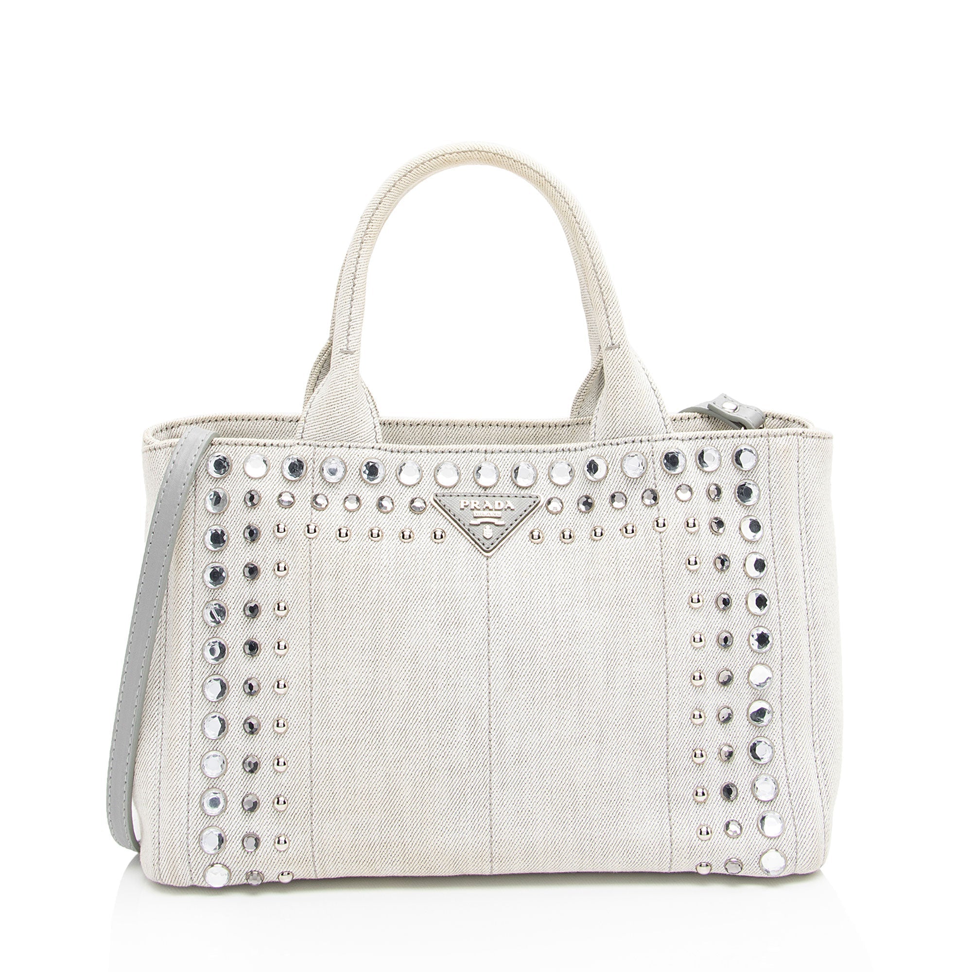 Prada Studded Crystal Denim Tote (SHF-Sqg4PX)
