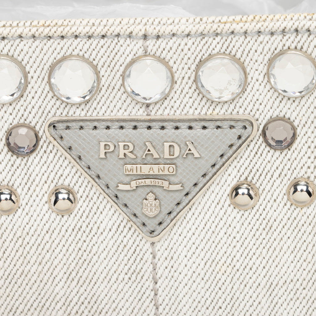 Prada Studded Crystal Denim Tote (SHF-Sqg4PX)