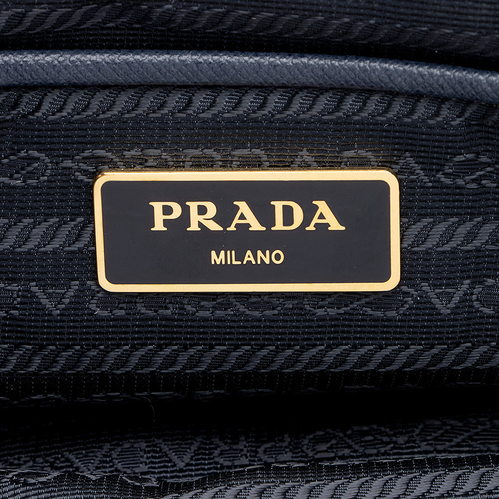 Prada Tessuto Calf Leather Convertible Front Pocket Tote (SHF-19531)