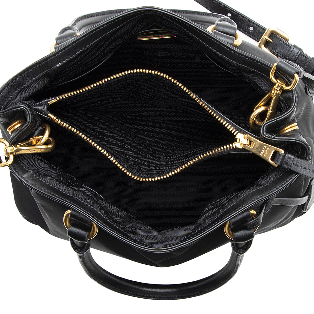 Prada Tessuto Calf Leather Convertible Tote (SHF-18982)