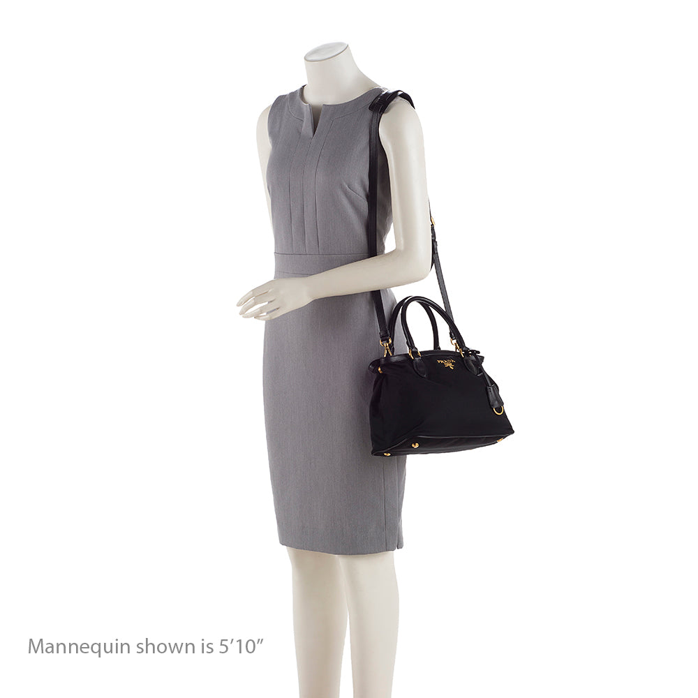Prada Tessuto Calf Leather Convertible Tote (SHF-18982)