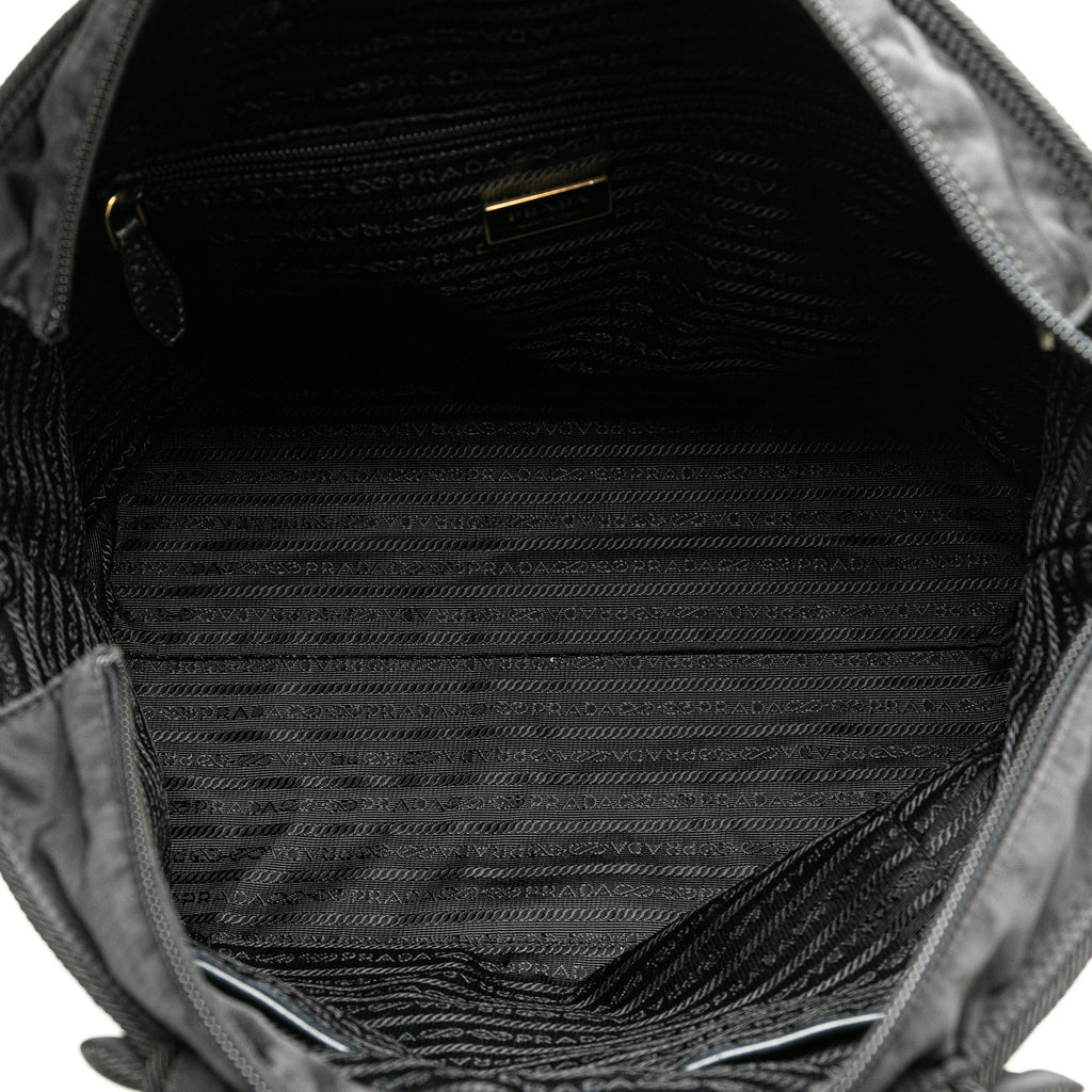 Prada Tessuto Canapa Logo Bow Tote