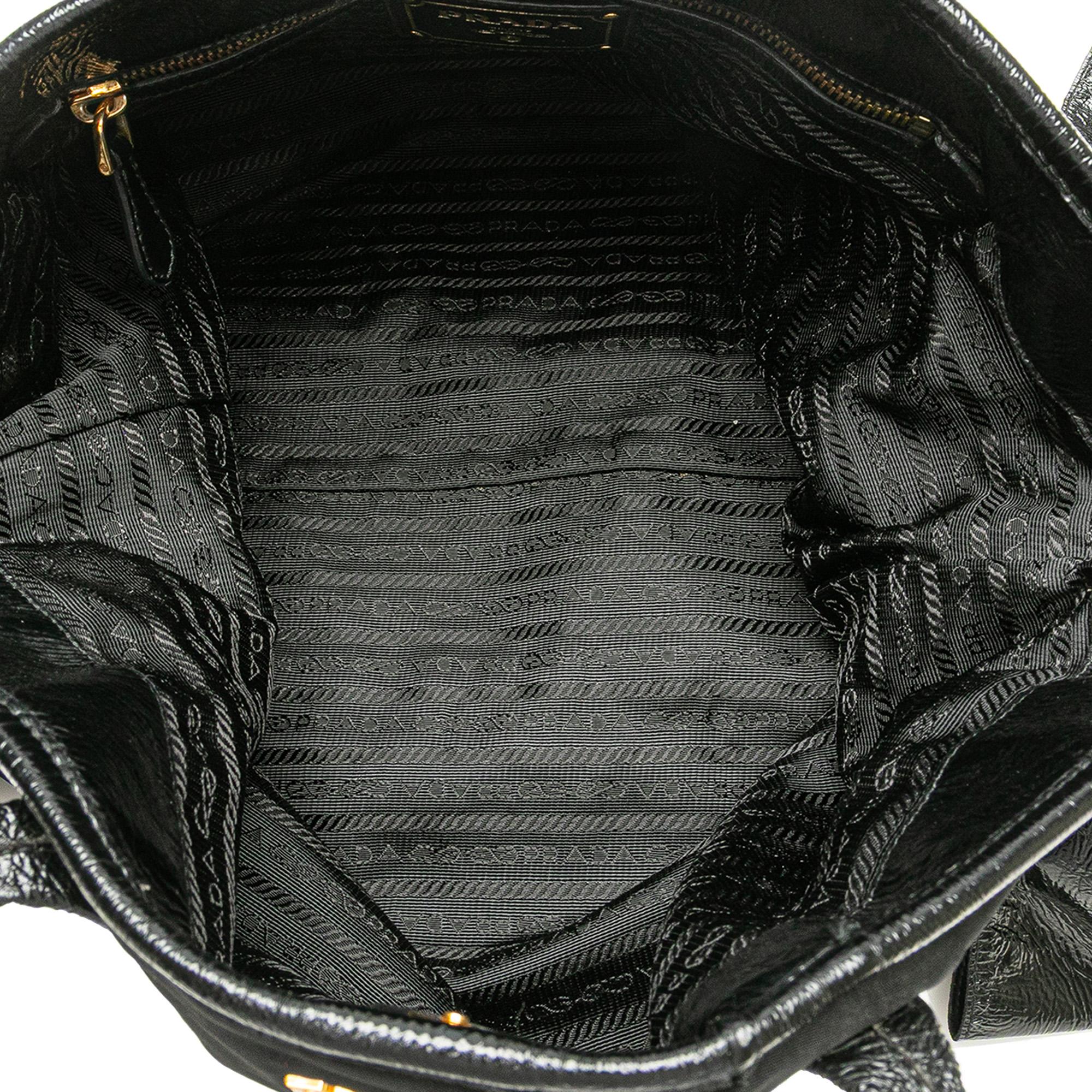 Prada Tessuto Canapa Logo Bow Tote