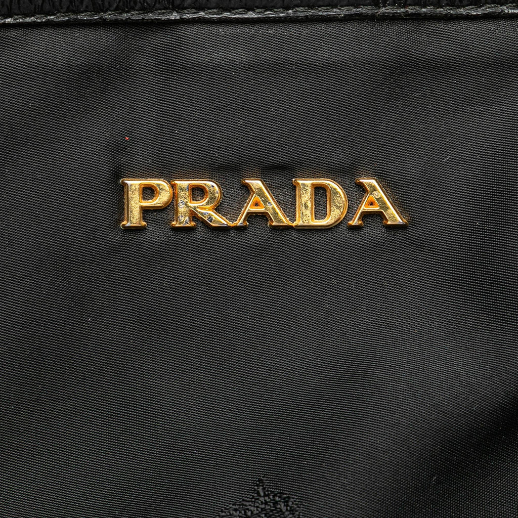 Prada Tessuto Canapa Logo Bow Tote