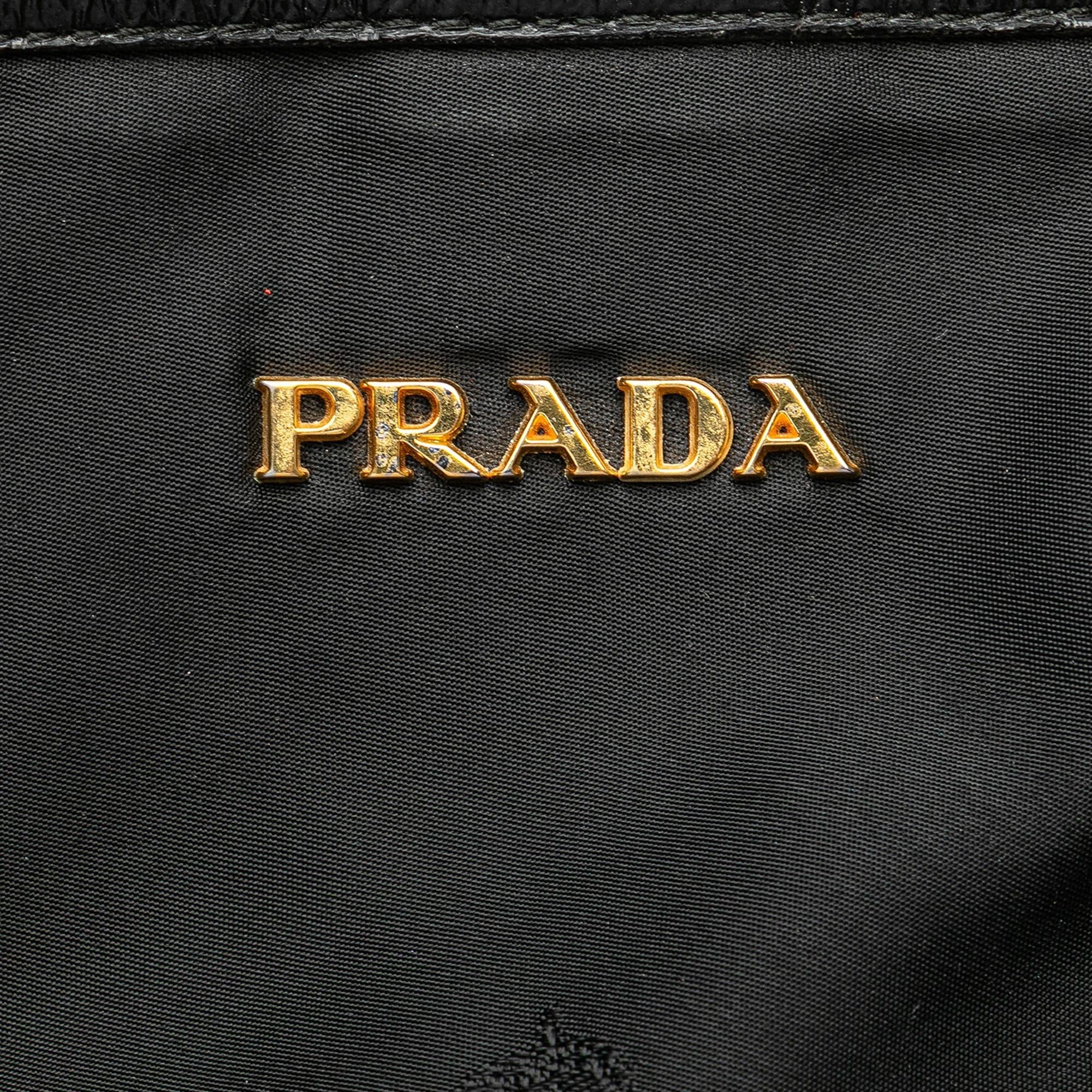 Prada Tessuto Canapa Logo Bow Tote