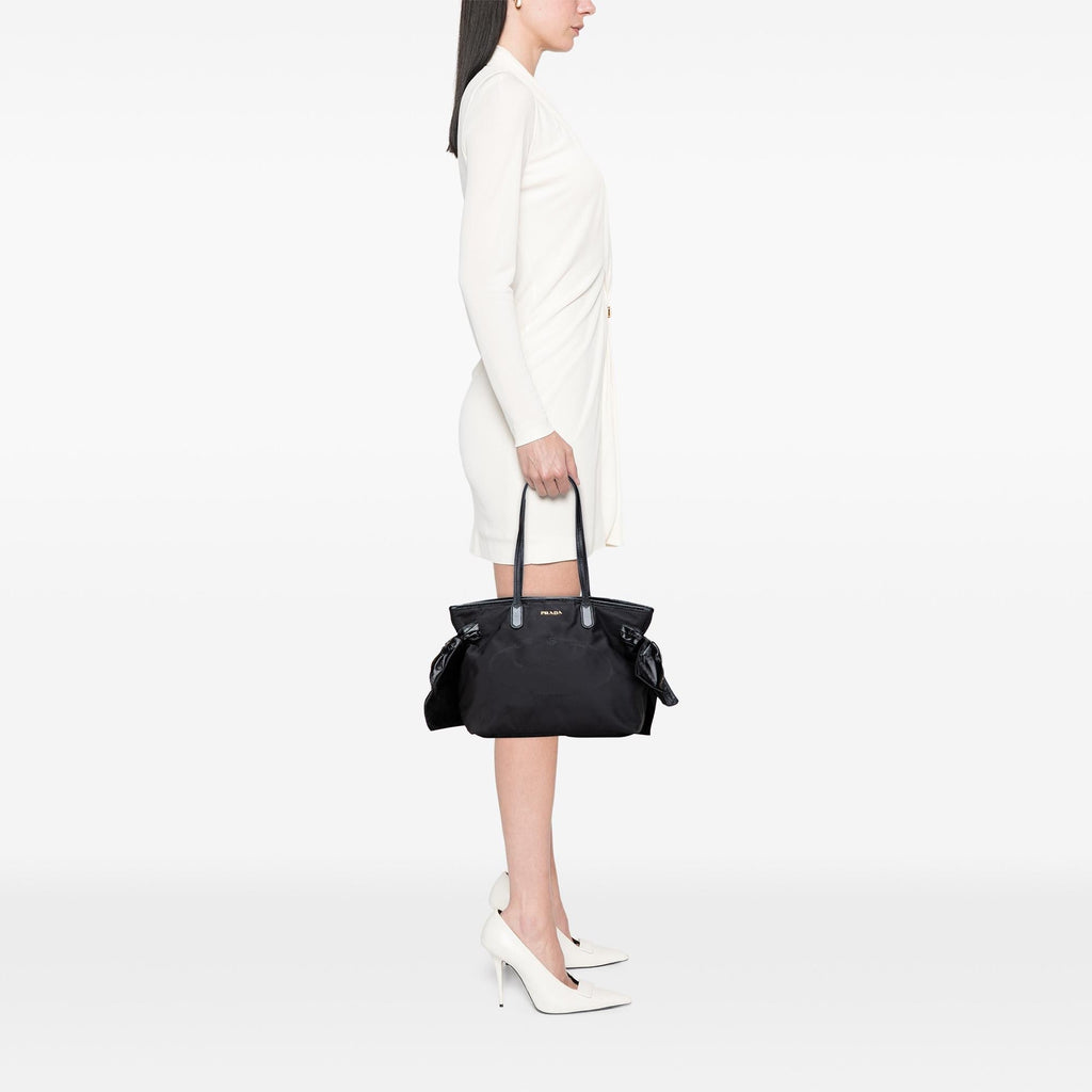 Prada Tessuto Canapa Logo Bow Tote