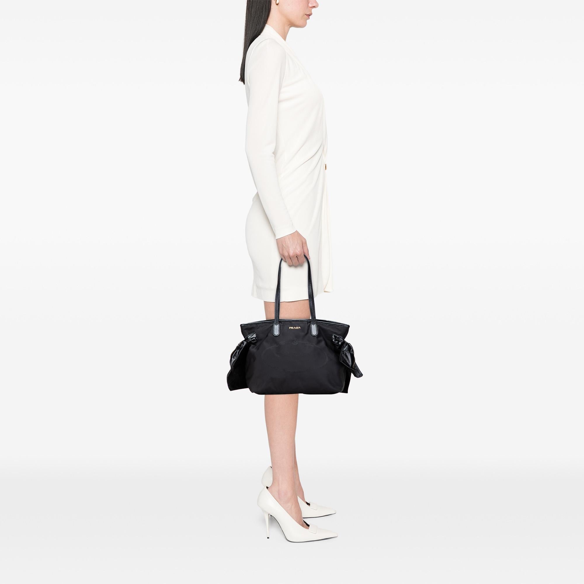 Prada Tessuto Canapa Logo Bow Tote