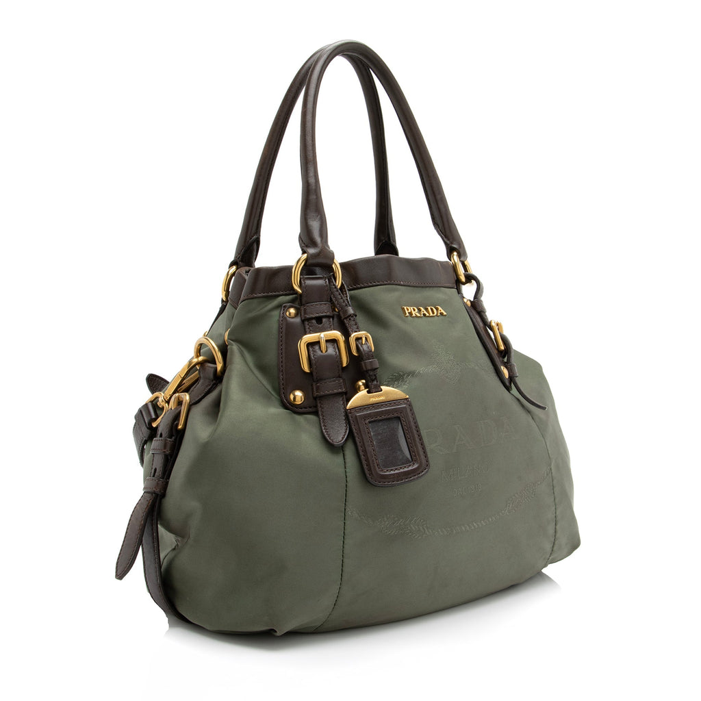 Prada Tessuto Jacquard Logo Convertible Large Tote (SHF-23519)