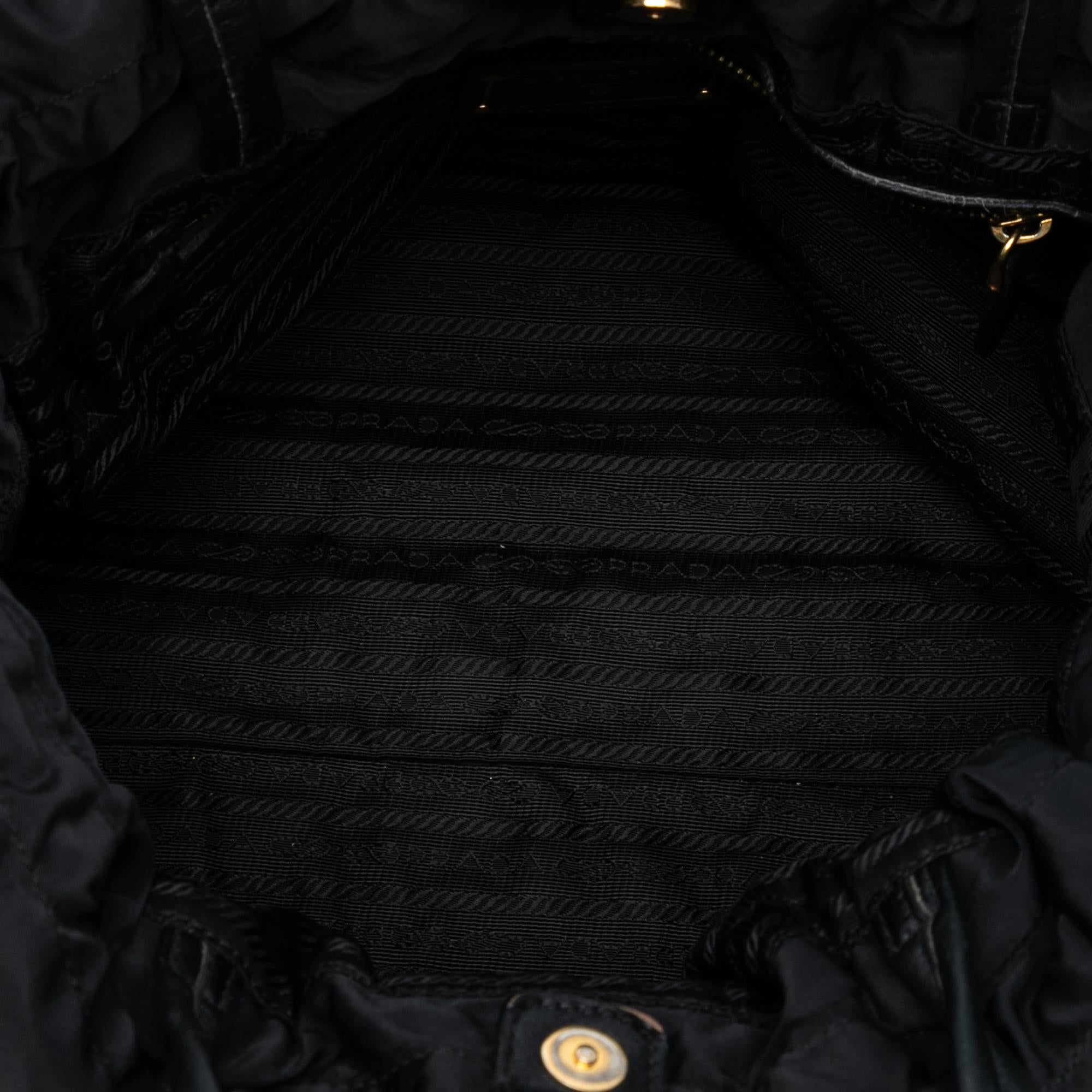 Prada Tessuto Logo Drawstring Tote