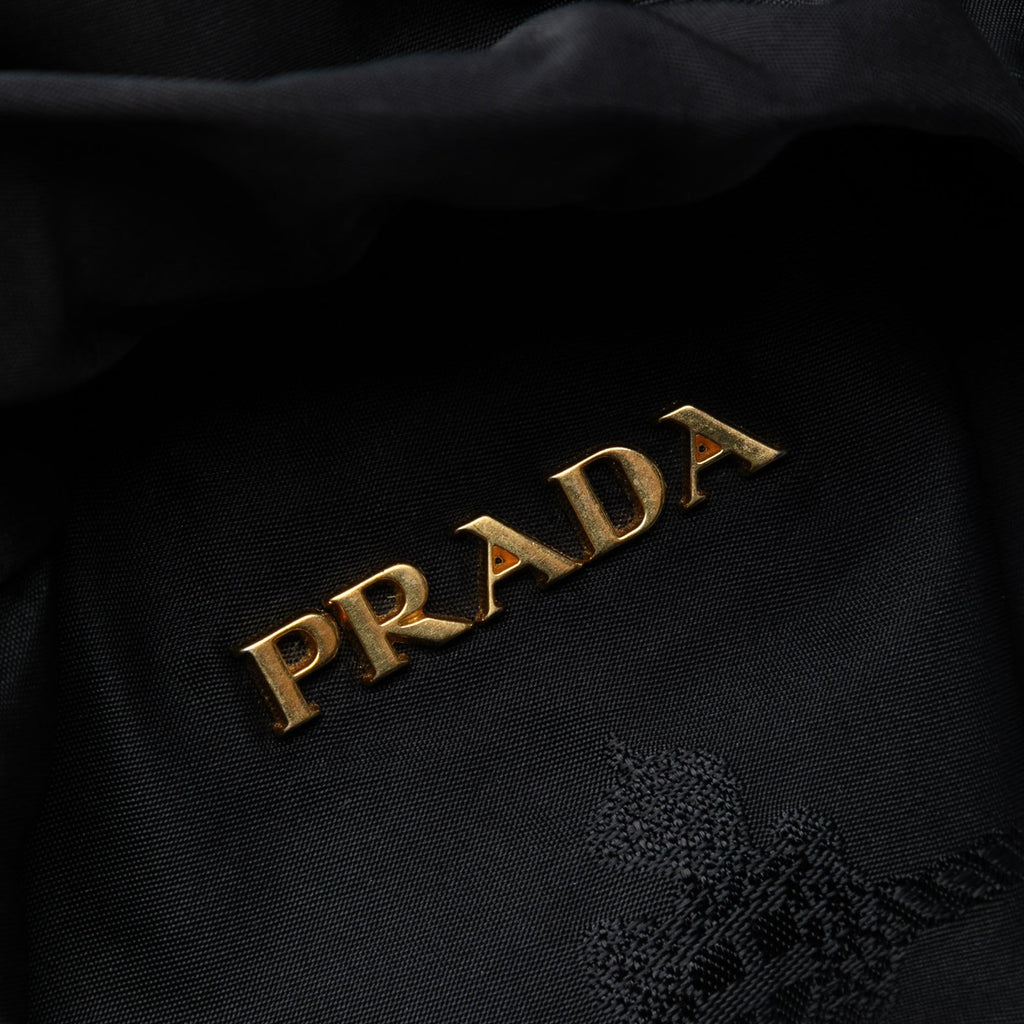Prada Tessuto Logo Drawstring Tote
