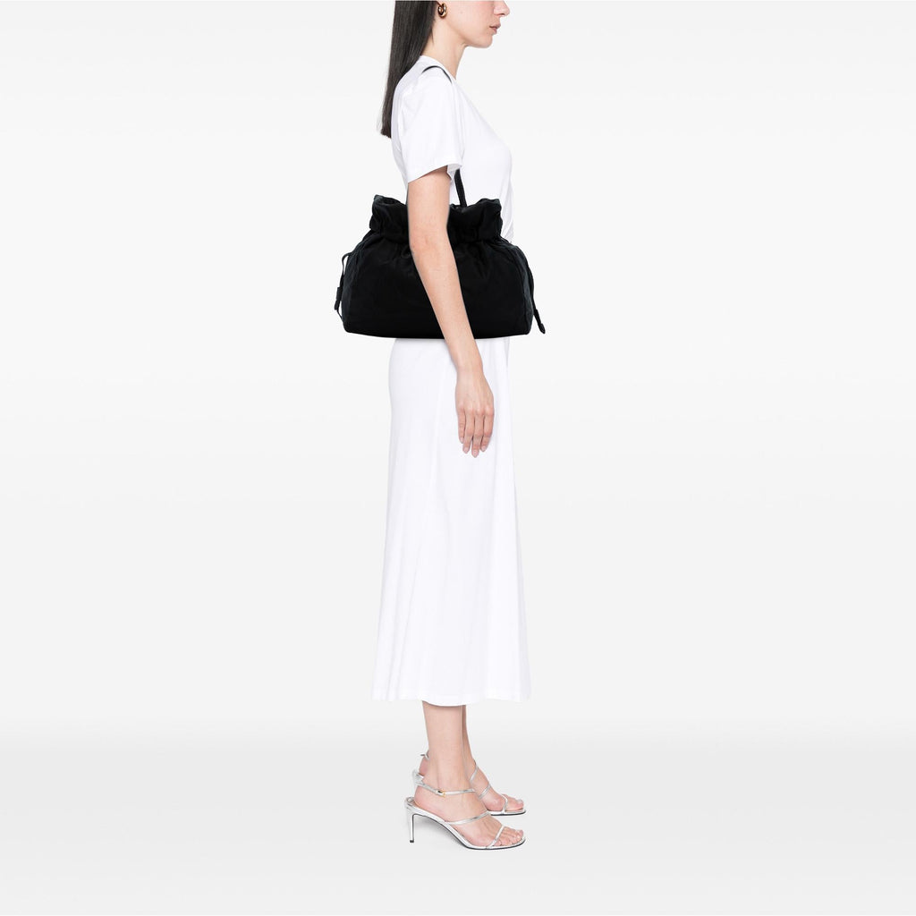 Prada Tessuto Logo Drawstring Tote