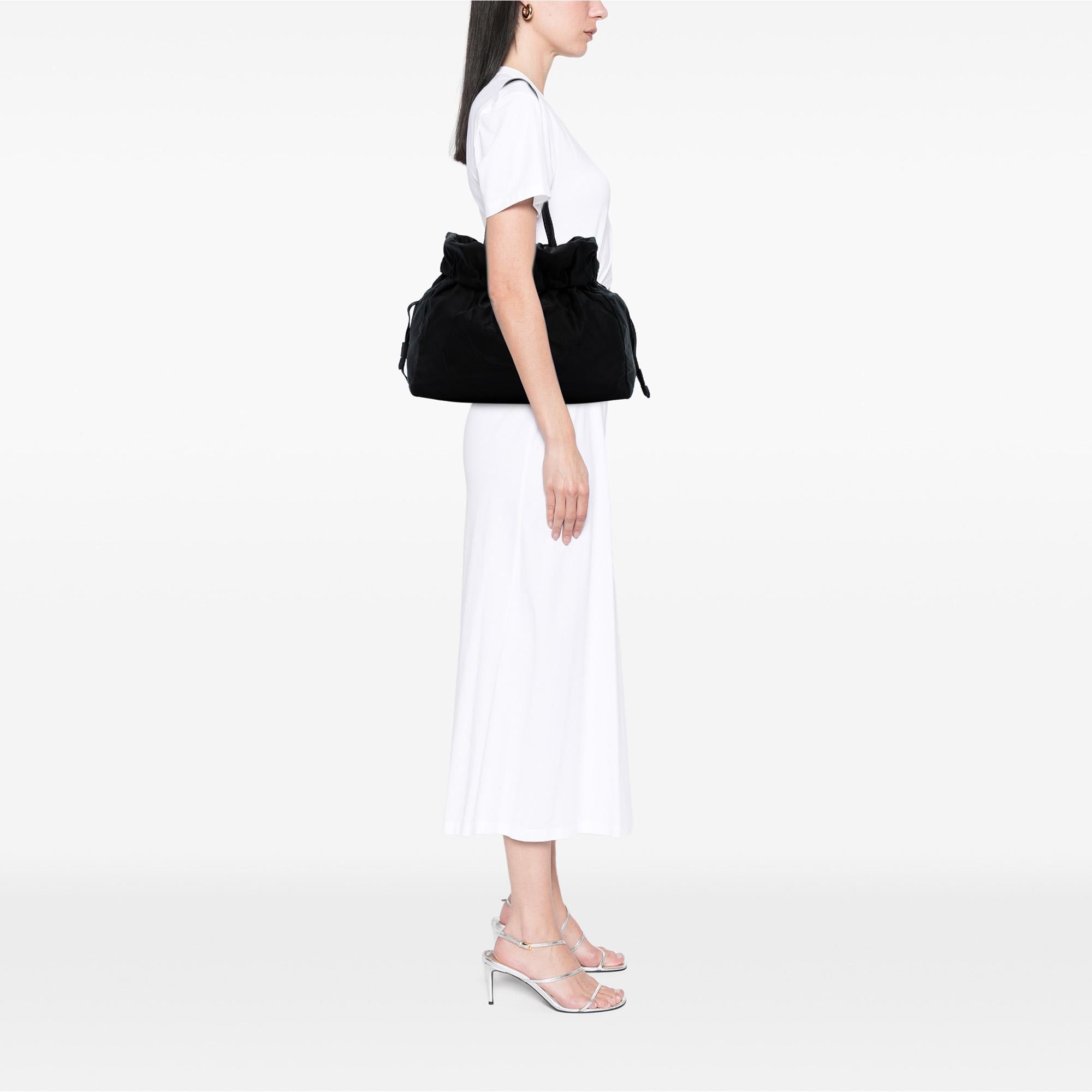 Prada Tessuto Logo Drawstring Tote