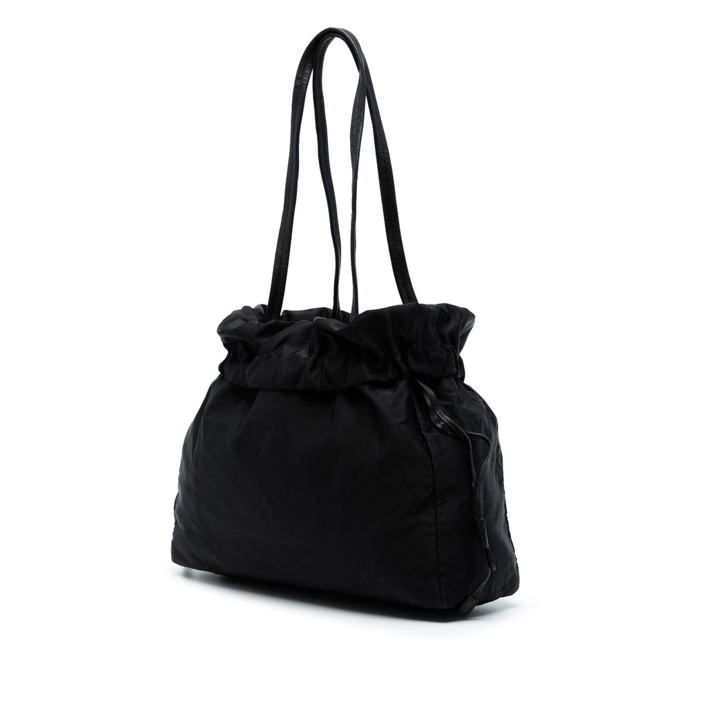 Prada Tessuto Logo Drawstring Tote