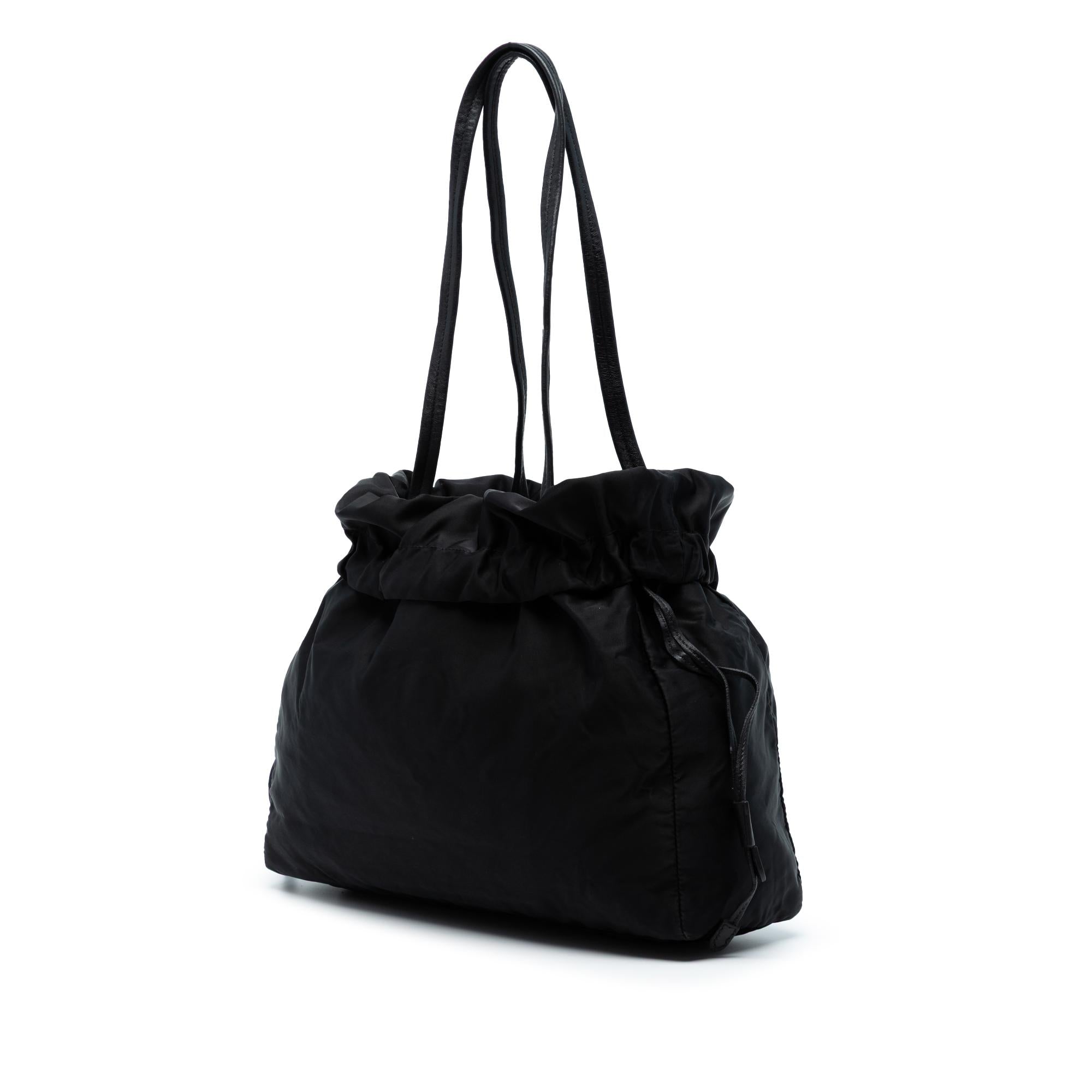 Prada Tessuto Logo Drawstring Tote