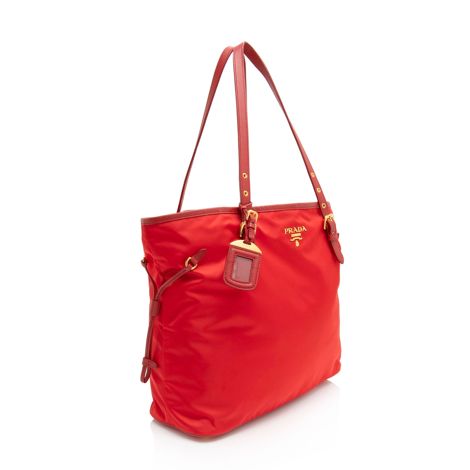 Prada Tessuto Saffiano Drawstring Tote (SHF-qG4m7p)