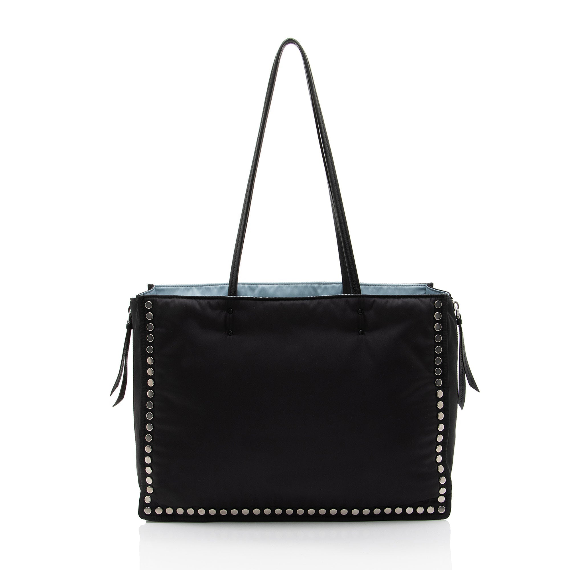 Prada Tessuto Studded Etiquette Large Tote