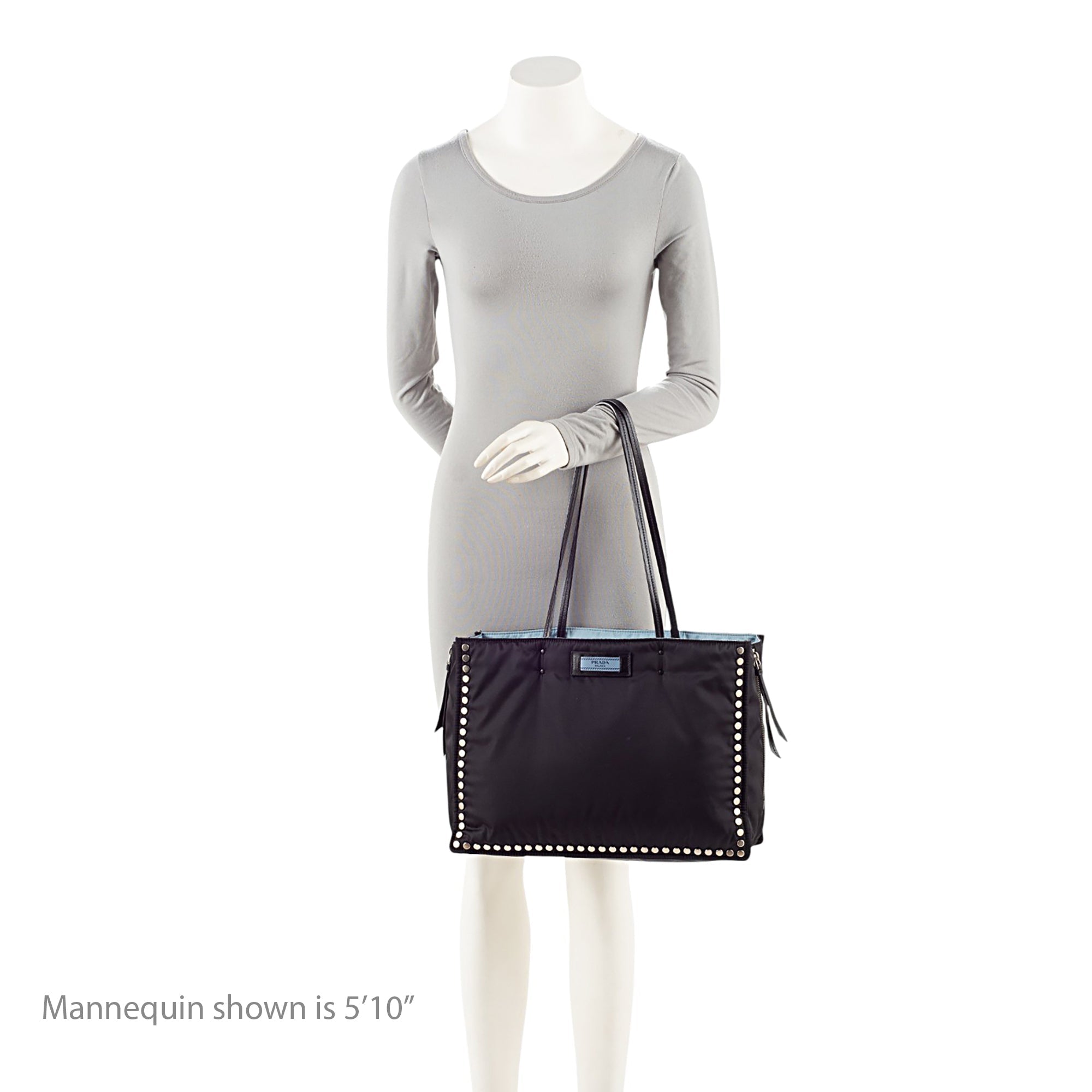 Prada Tessuto Studded Etiquette Large Tote